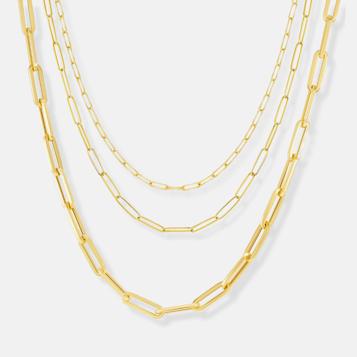 paperclip chain necklace in heavy, medium and dainty weight