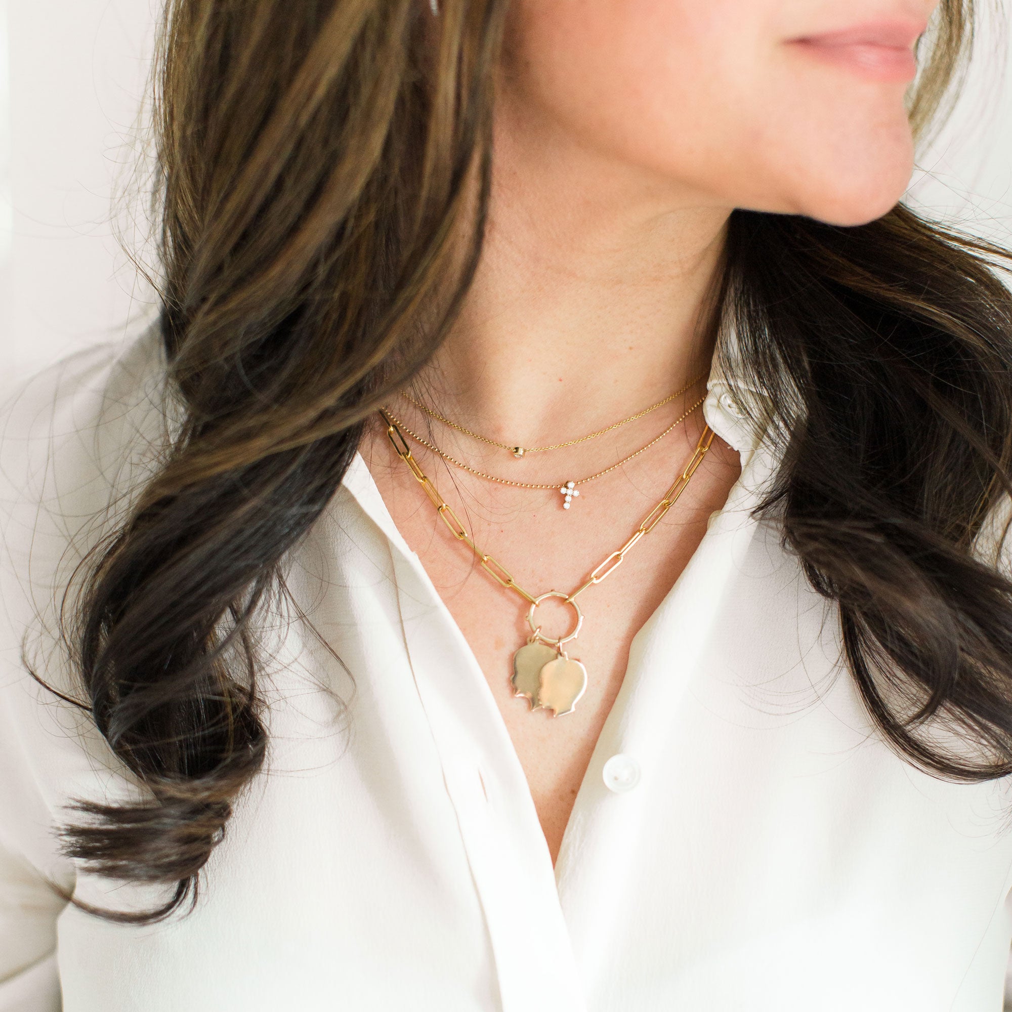 Round beaded charm holder for holding charms together and connecting them to our paper clip chains - Vana Chupp Studio