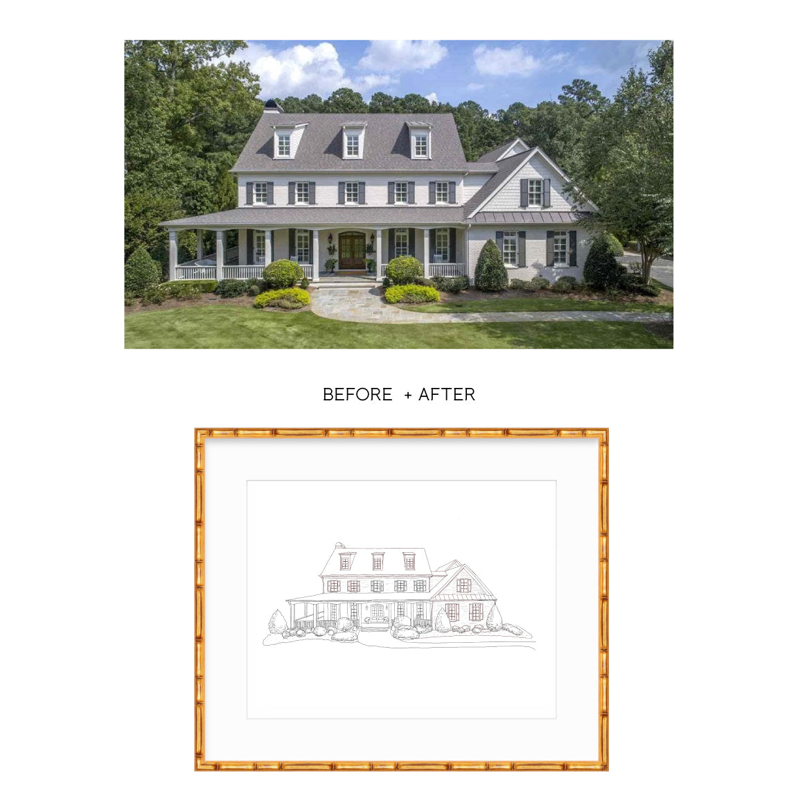 Custom Digital Architectural House Illustration (Framed)