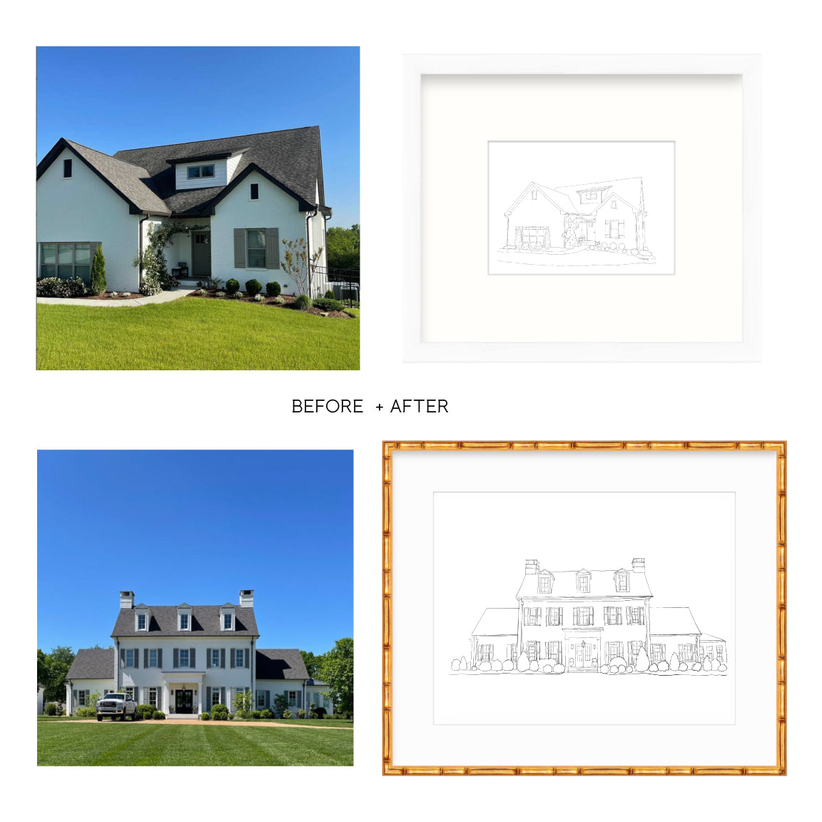 Custom Digital Architectural House Illustration (Framed)