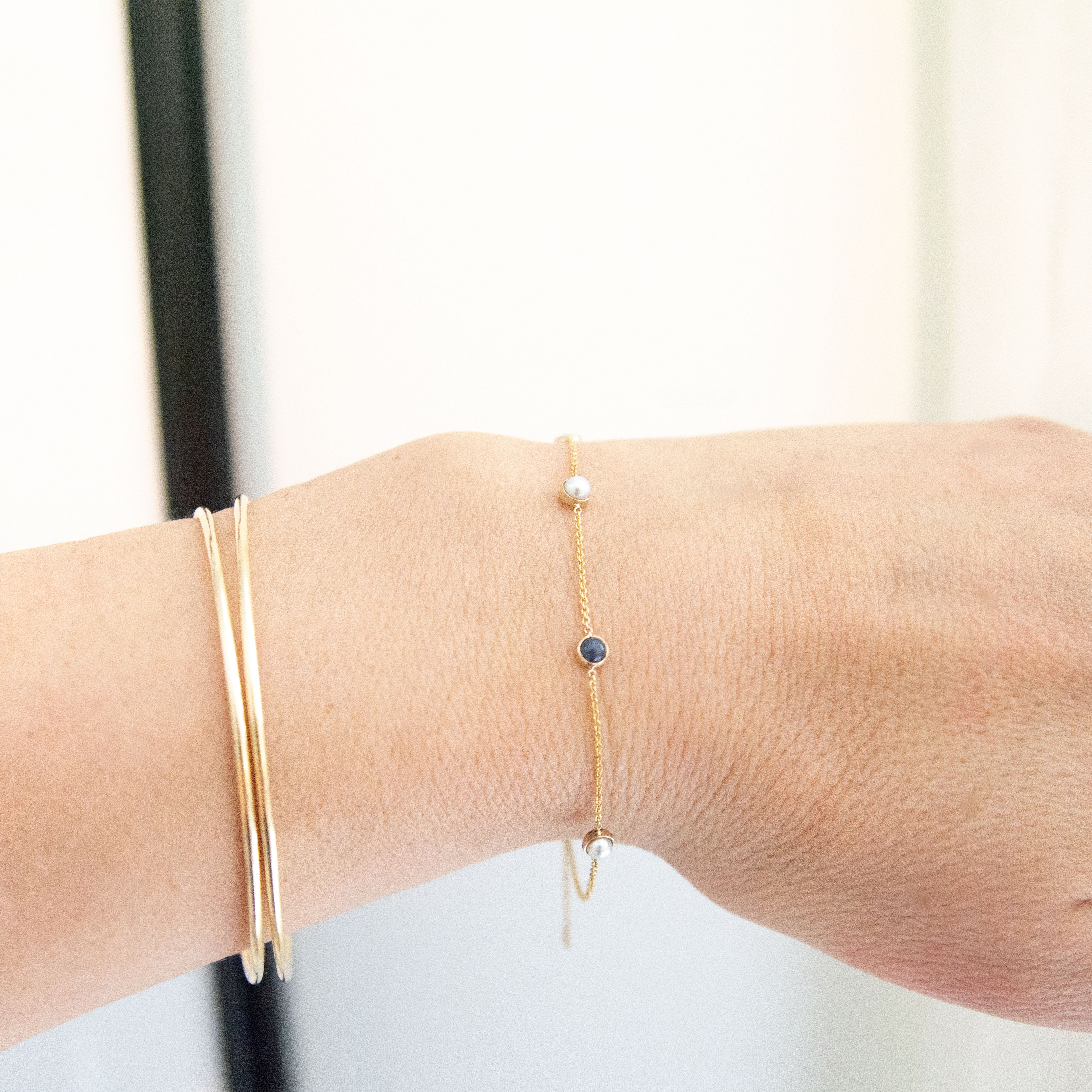 14K Gold 3 Birthstone Charms Bracelet - Vana Chupp Studio