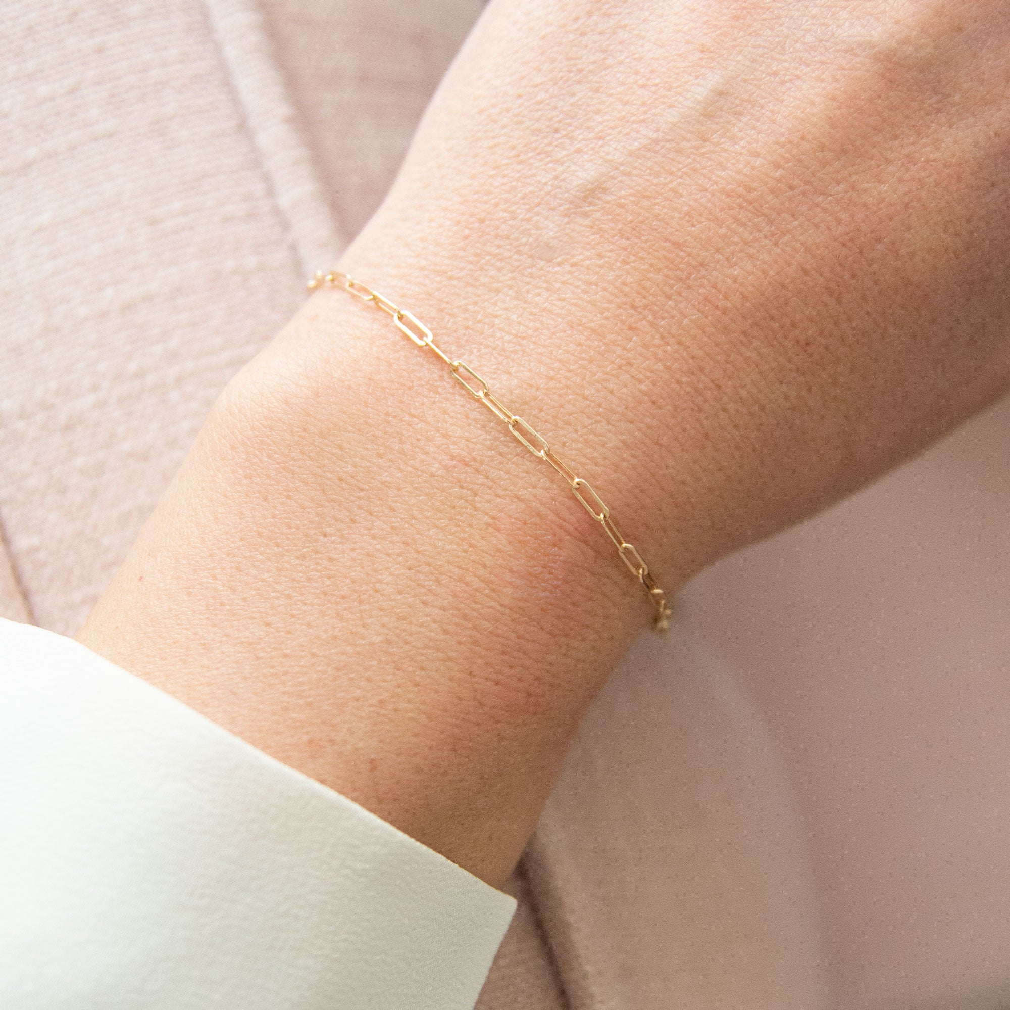 Paper Clip Chain Bracelet - Dainty Weight (Sterling Silver + 14K Gold) - Vana Chupp Studio