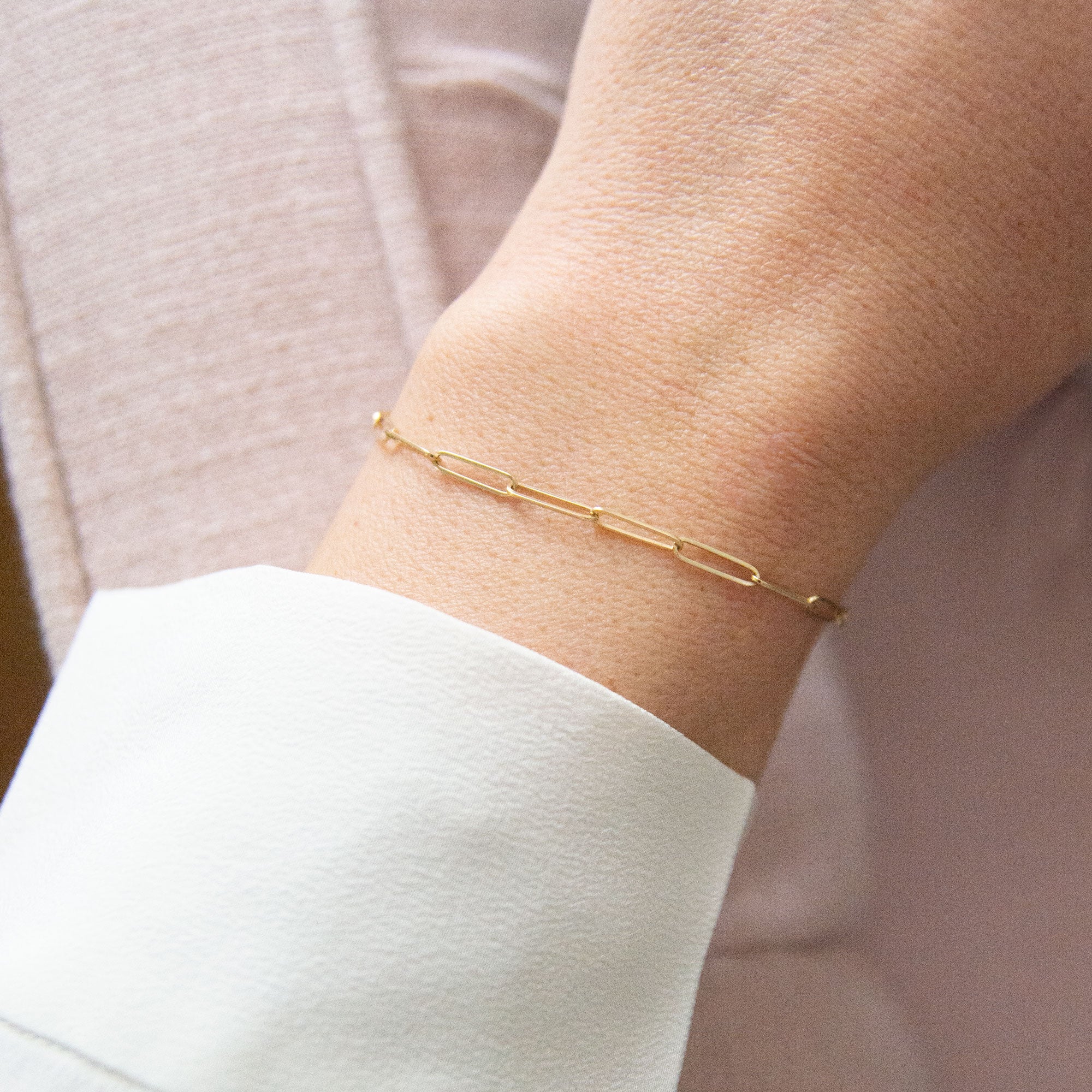 14K Paper Clip Chain Bracelet - Medium Weight - Vana Chupp Studio