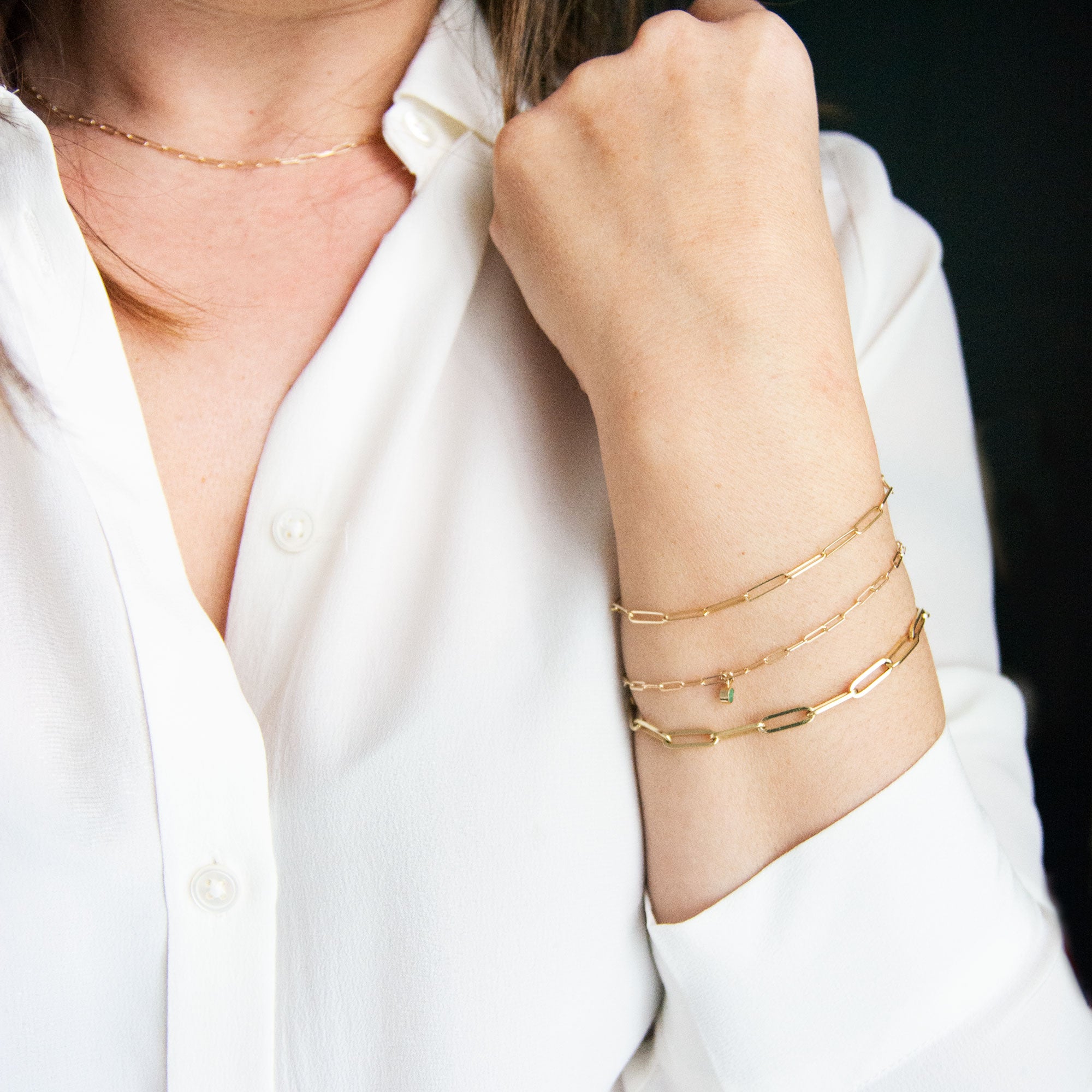 Paper Clip Chain Bracelet - Heavy Weight (Sterling Silver + 14K Gold) - Vana Chupp Studio