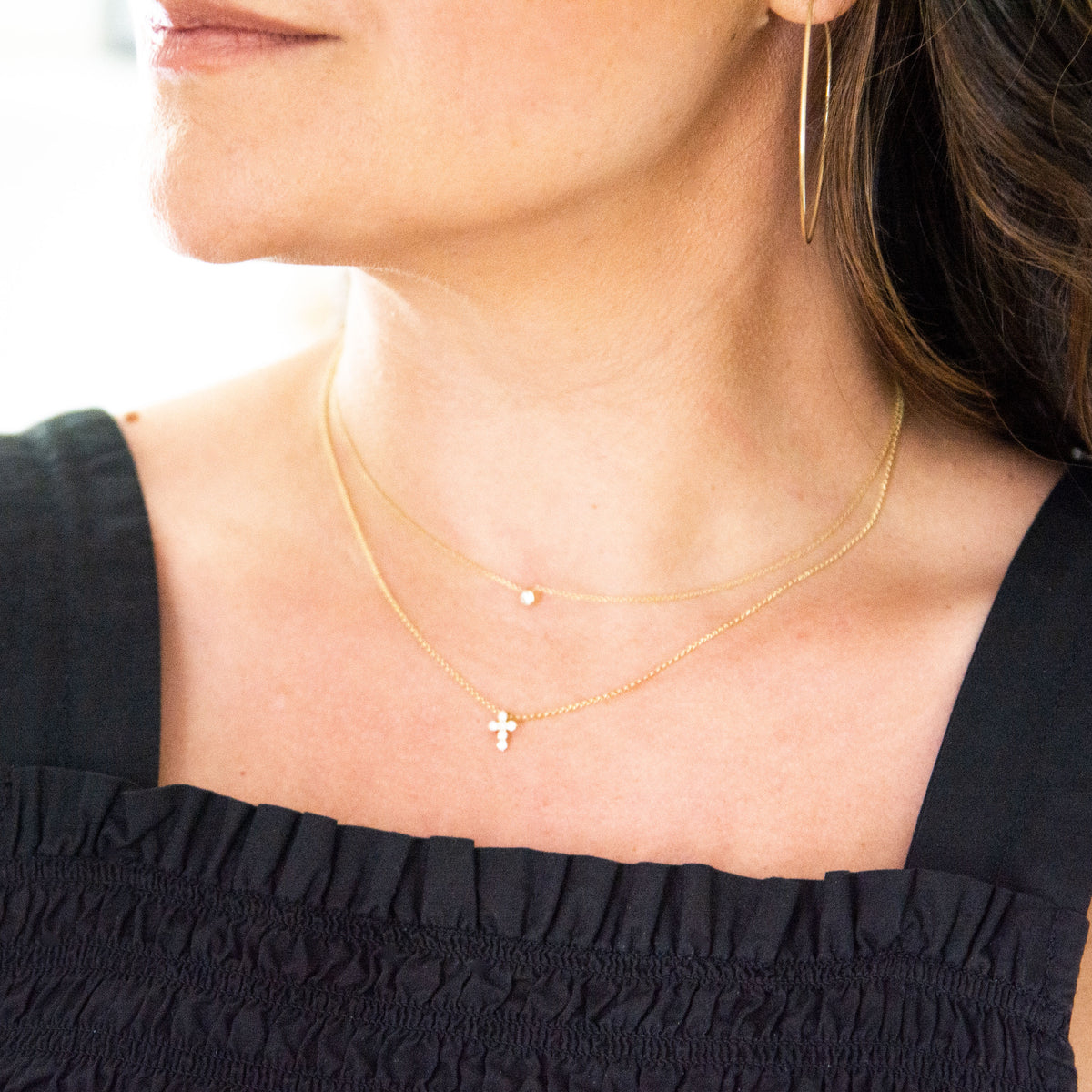 The Petite Diamond Cross Necklace - Vana Chupp Studio