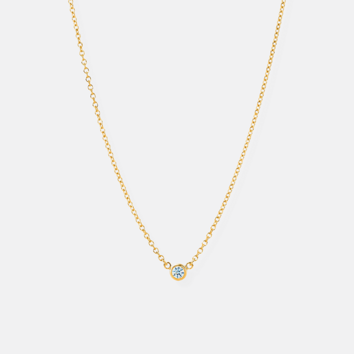 14K Gold Modern Diamond Solitaire Necklace - Vana Chupp Studio