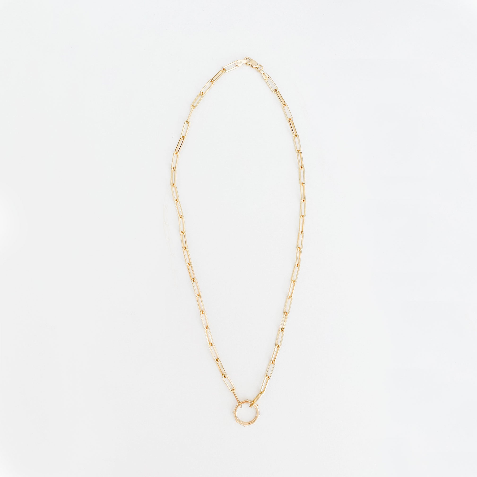 Heavy Weight Paperclip Chain Necklace with Charm Holder