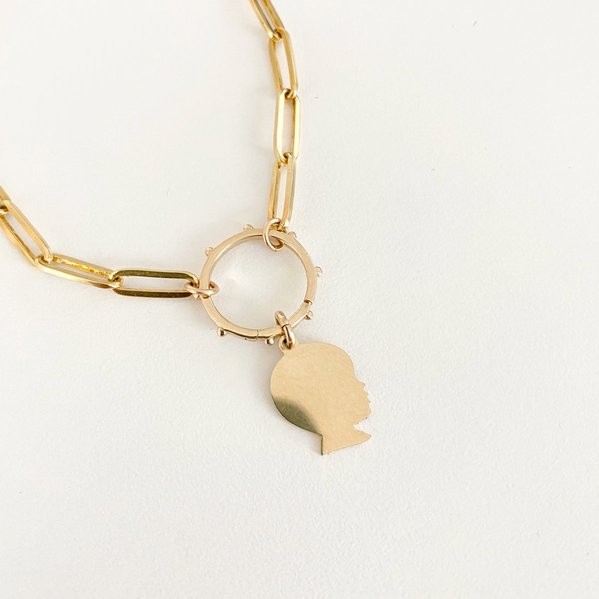 Heavy Weight Paper Clip Bracelet with Charm Holder - Vana Chupp Studio