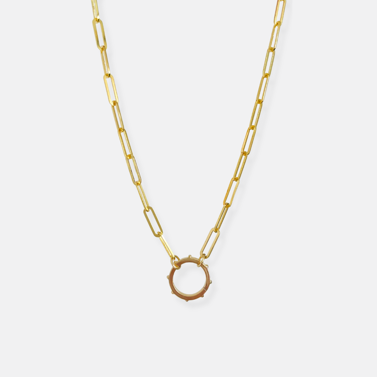 Heavy Weight Paperclip Chain Necklace with Charm Holder