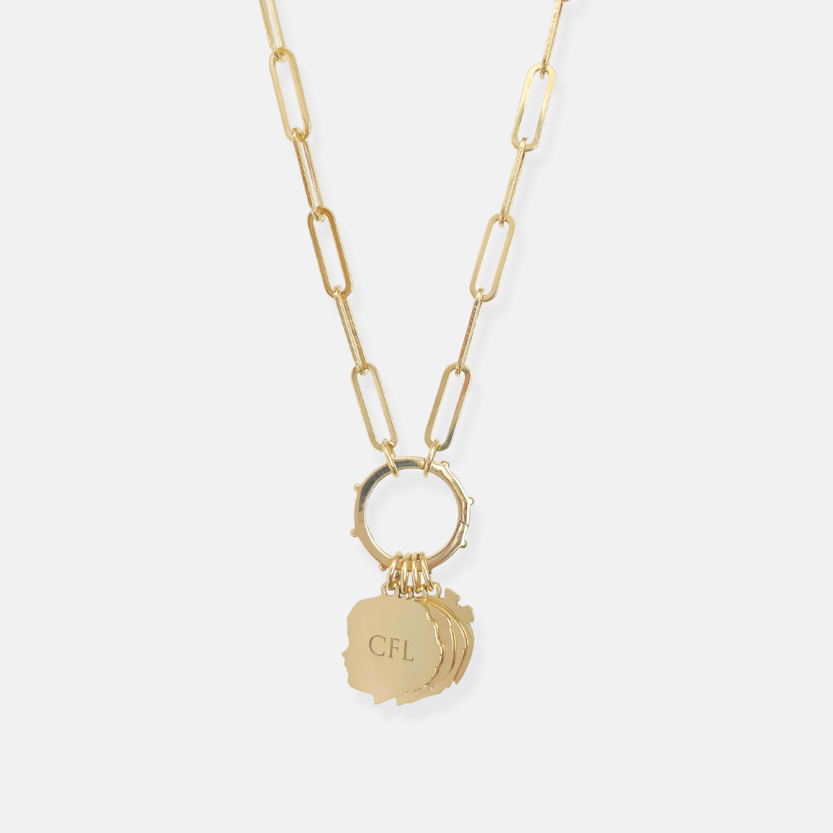 Heavy Weight Paperclip Chain Necklace with Charm Holder