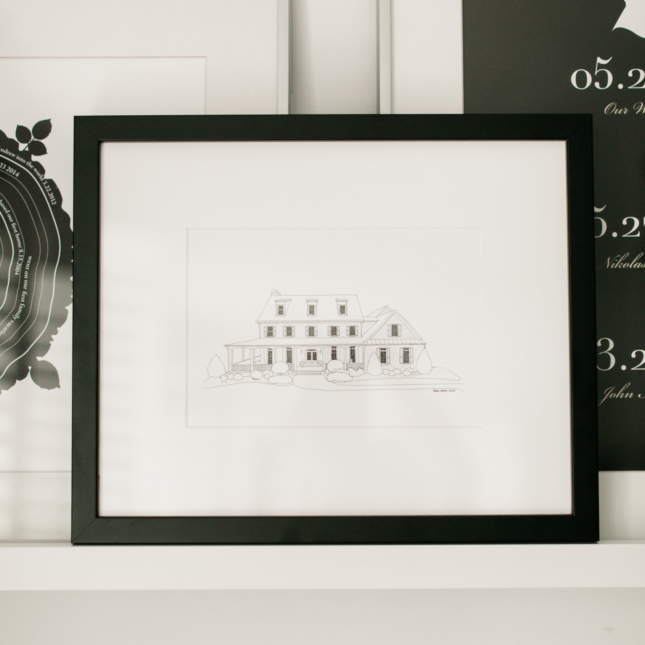 Custom Digital Architectural House Illustration (Framed)