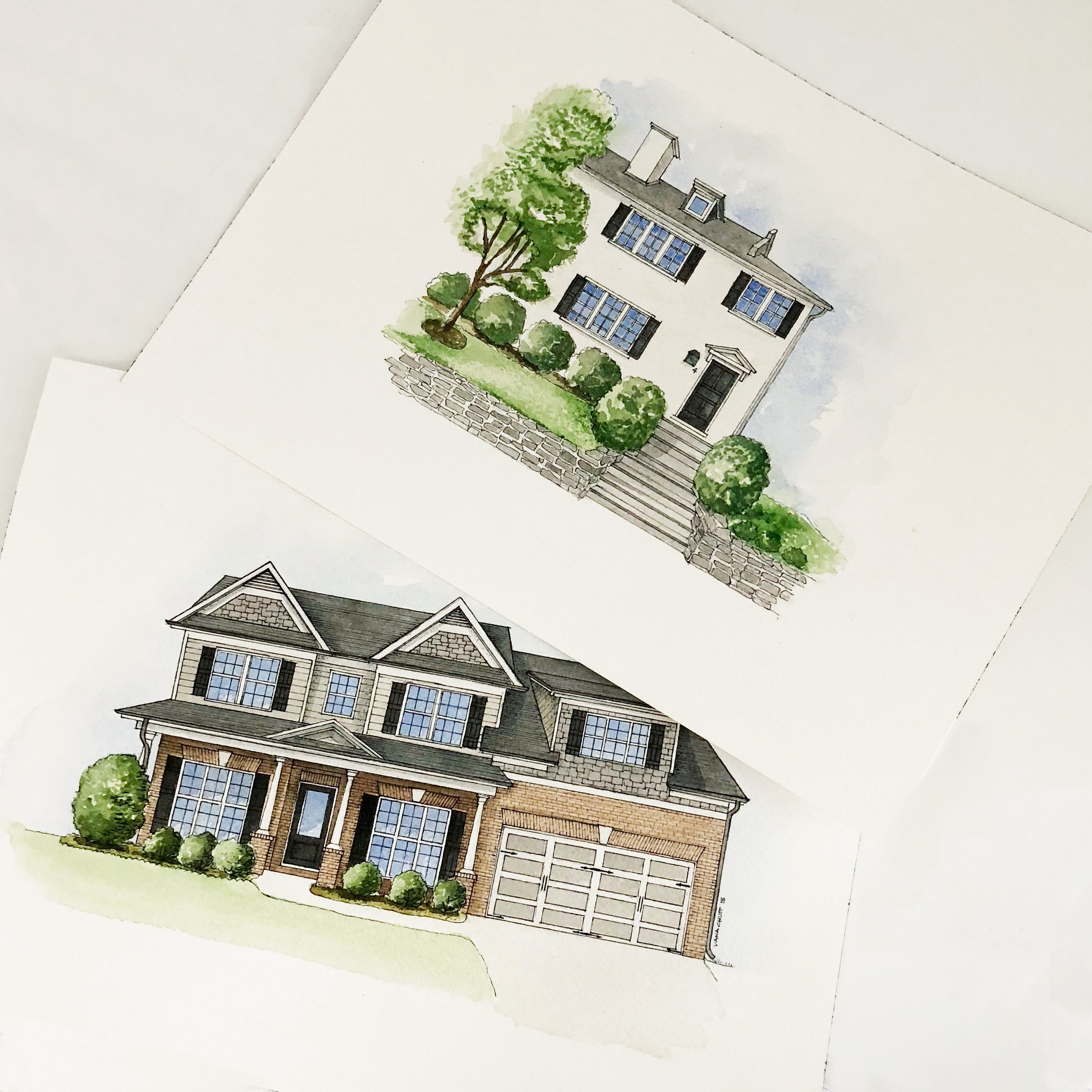 Deposit for Custom House Illustration - Watercolor - Vana Chupp Studio