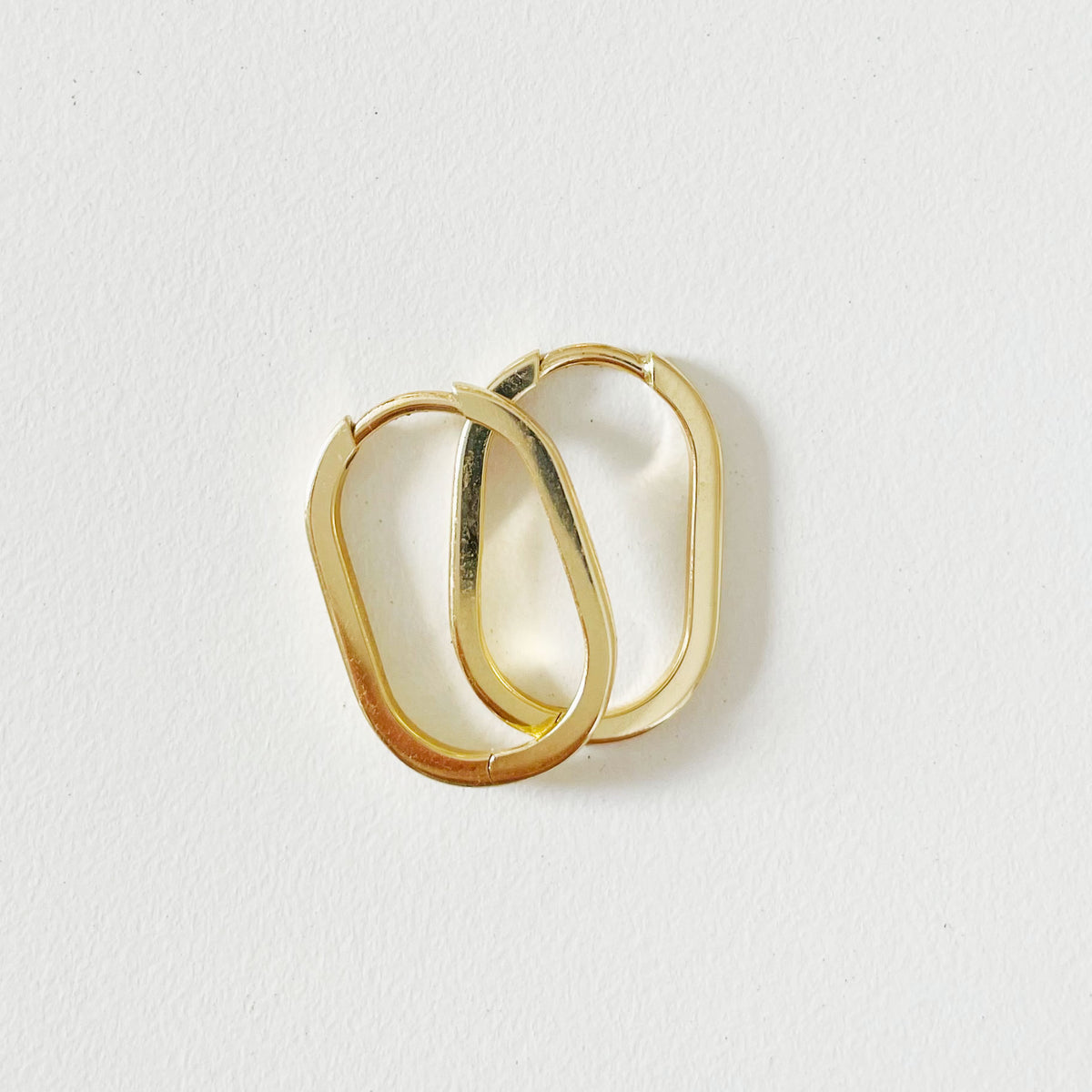 Long Oval Huggie Hoop Earrings - Vana Chupp Studio