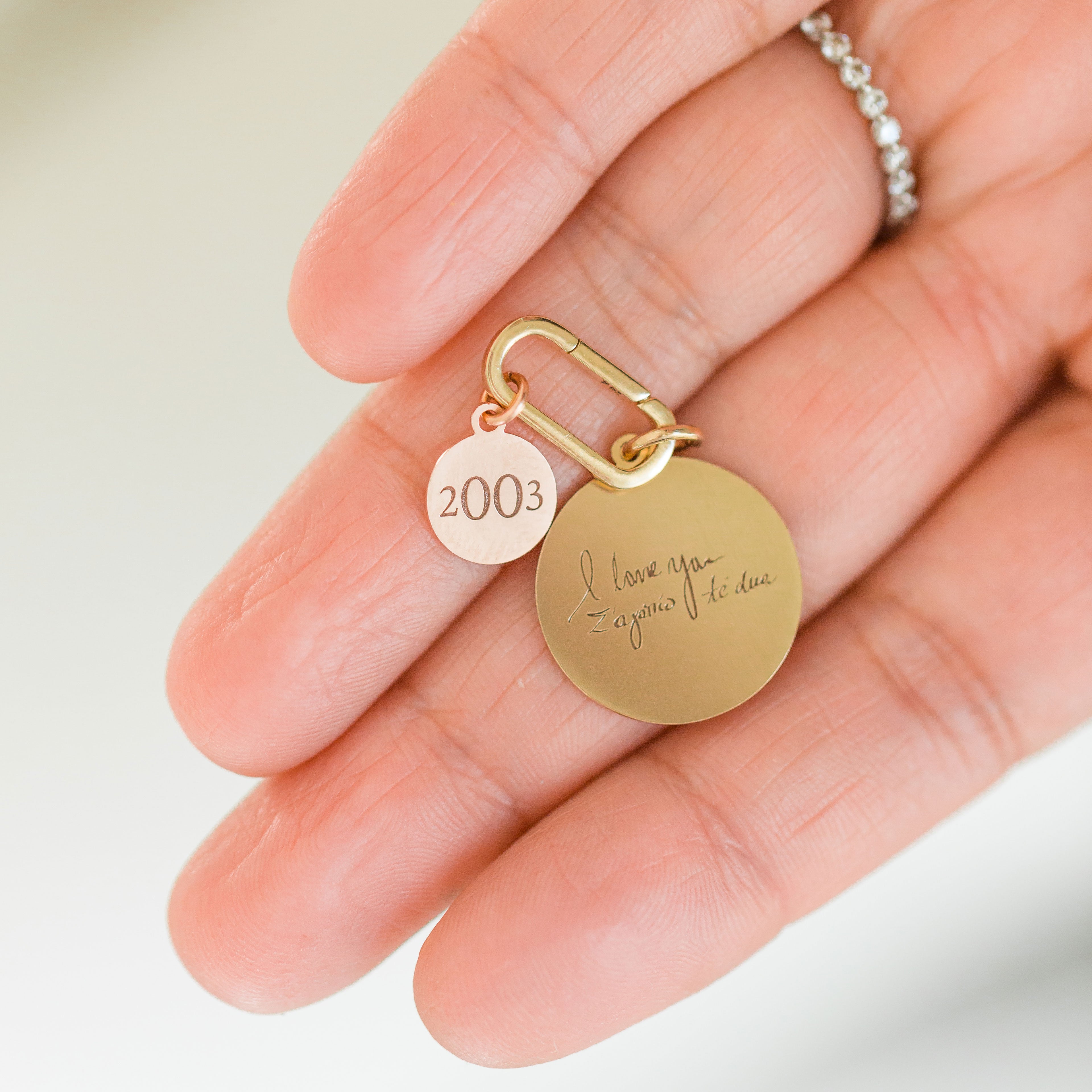 Long oval charm holder for holding our silhouette and medallion charms together
