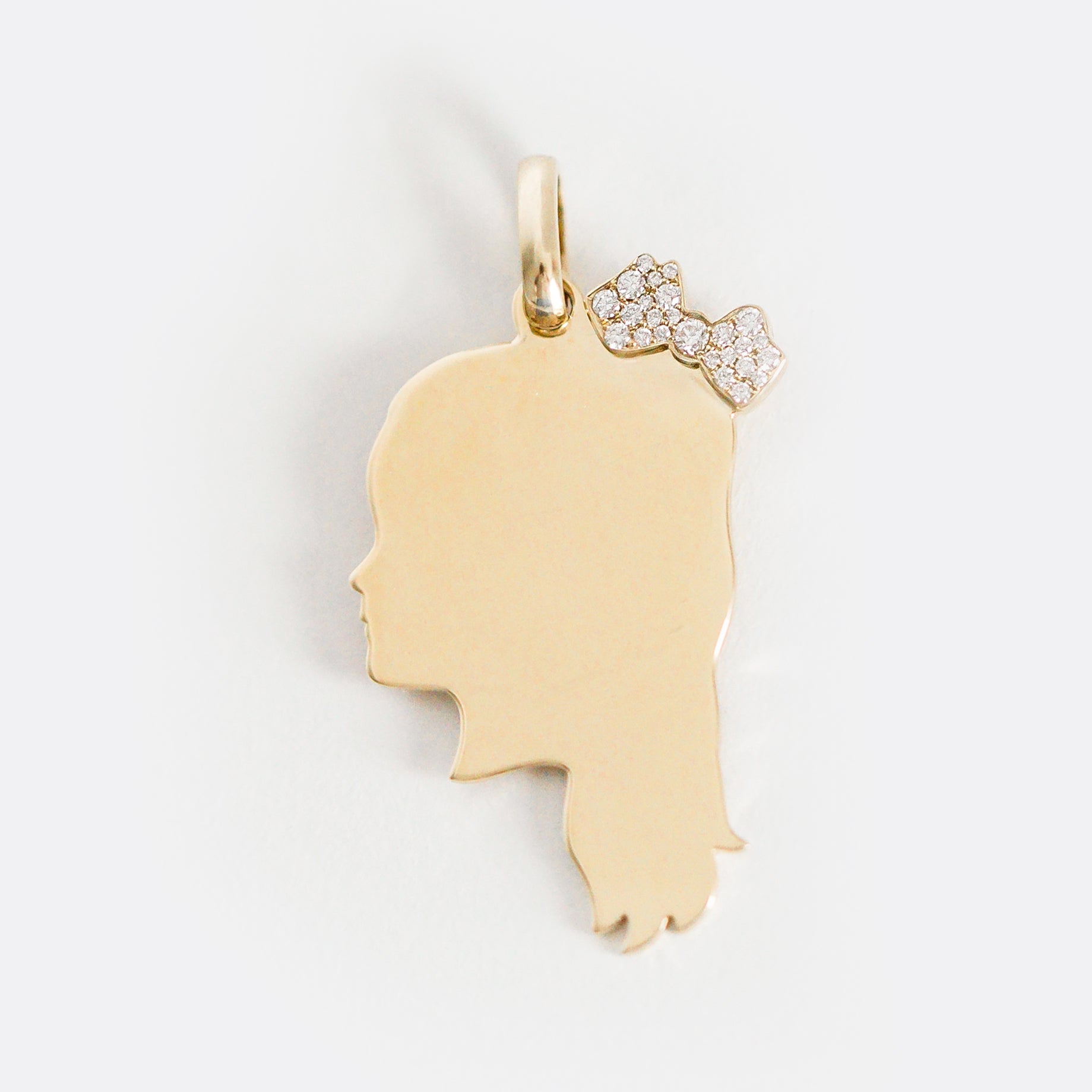 14K Gold Partial Pavé Diamond Silhouette Charm - Large