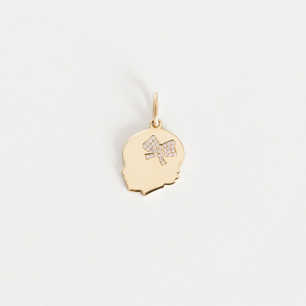 14K Gold Partial Pavé Diamond Silhouette Charm - Medium - Vana Chupp Studio