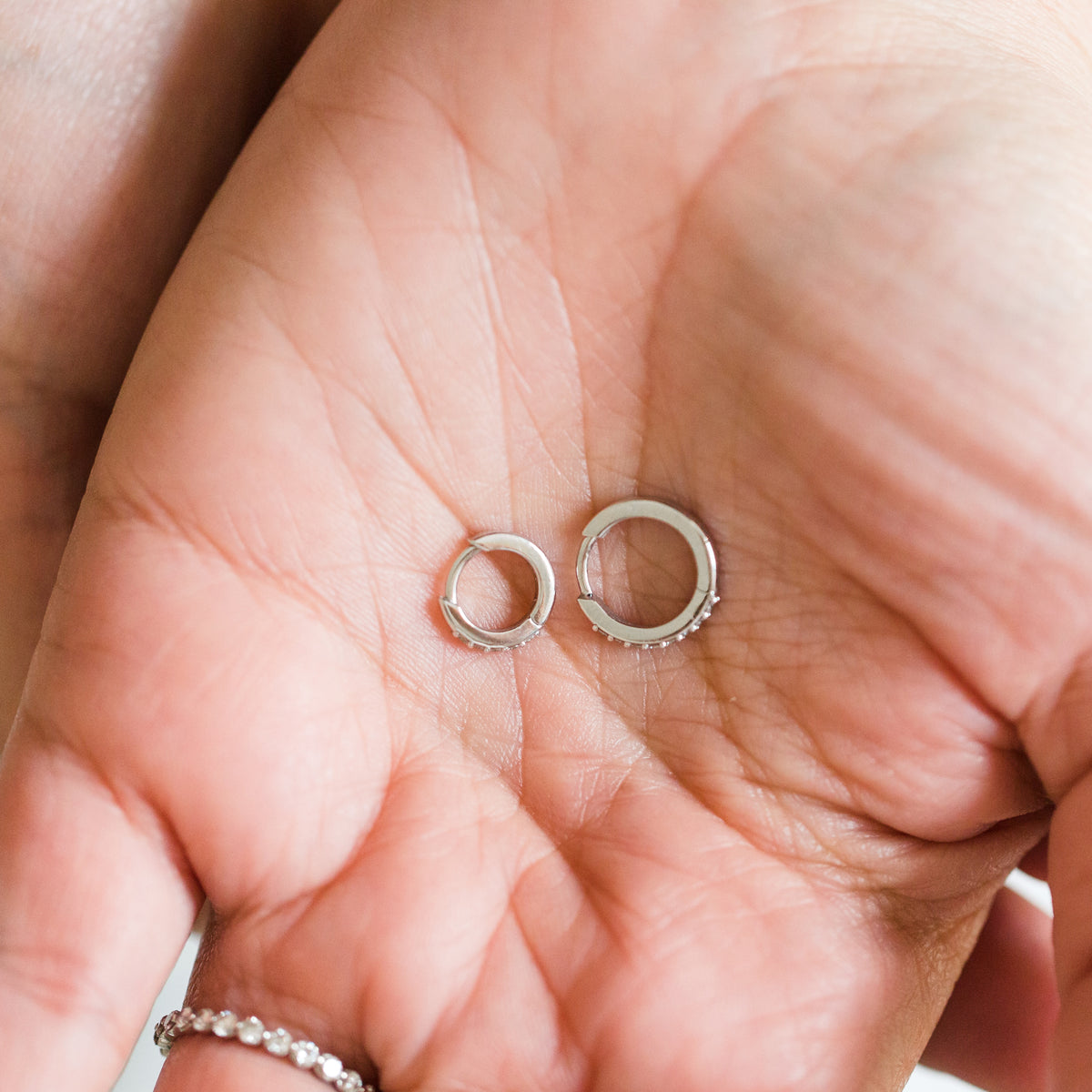 Petite Diamond Huggie Hoop Earrings - Vana Chupp Studio