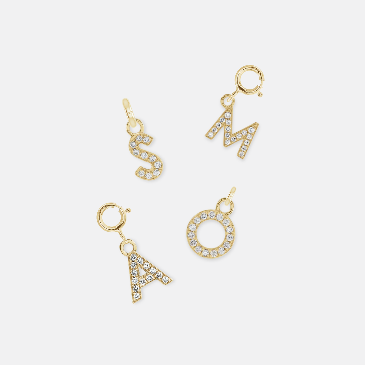 pave diamond letter charm