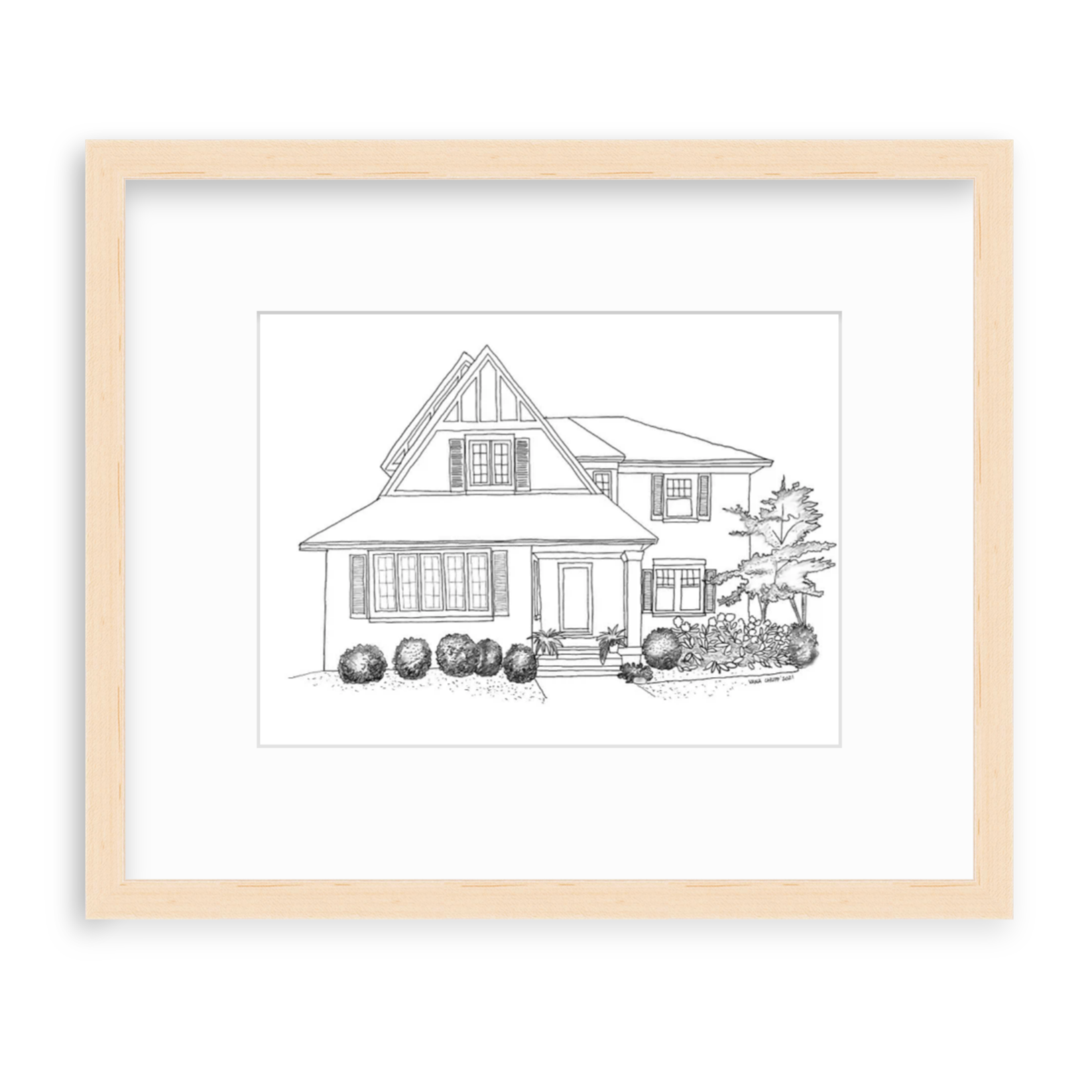 Custom Digital Architectural House Illustration (Framed)