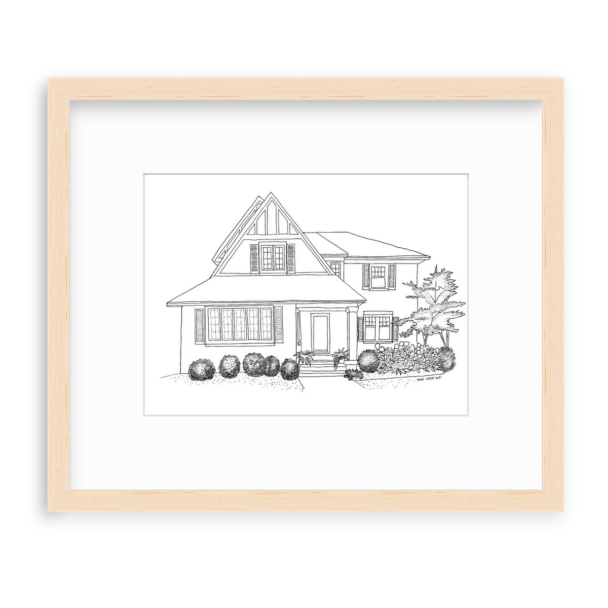 Custom Digital Architectural House Illustration (Framed) - Vana Chupp Studio