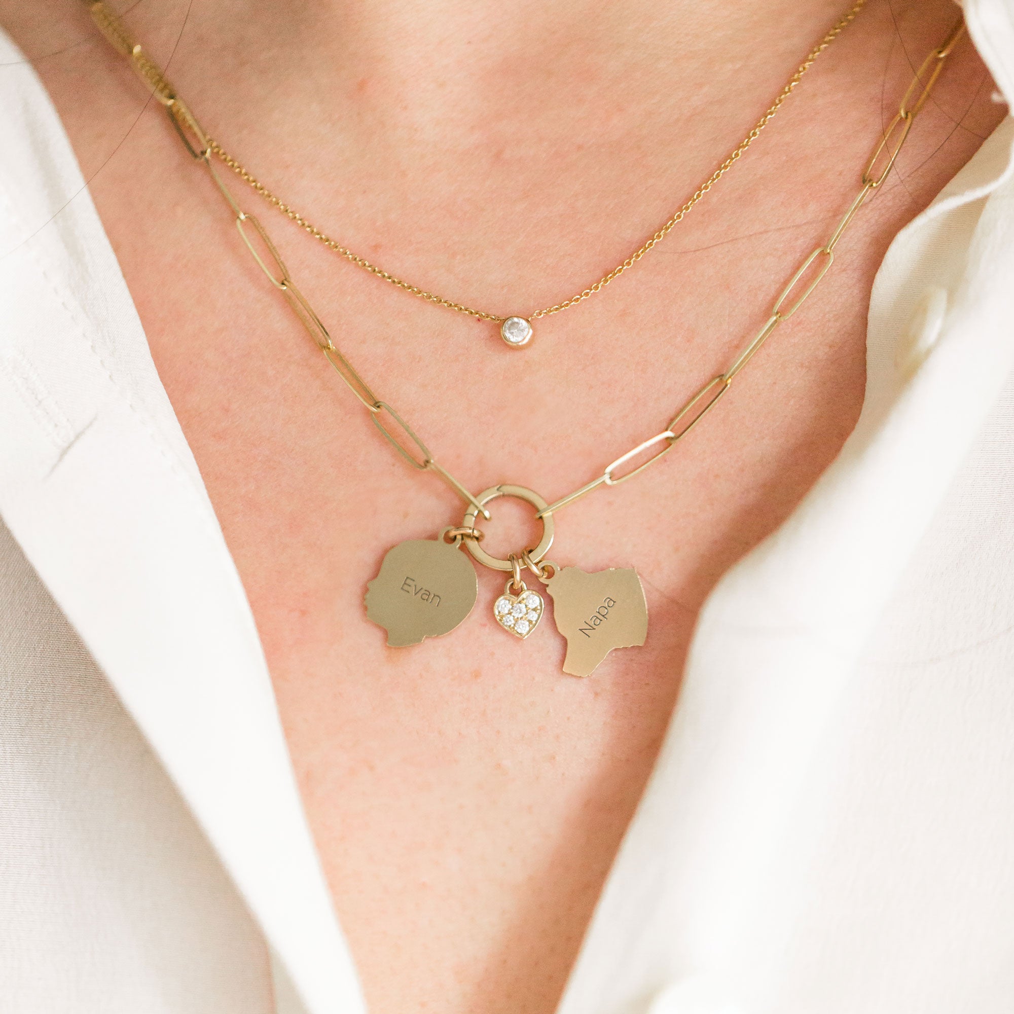 Round Charm Holder for holding charms together and hooking them to the necklace
