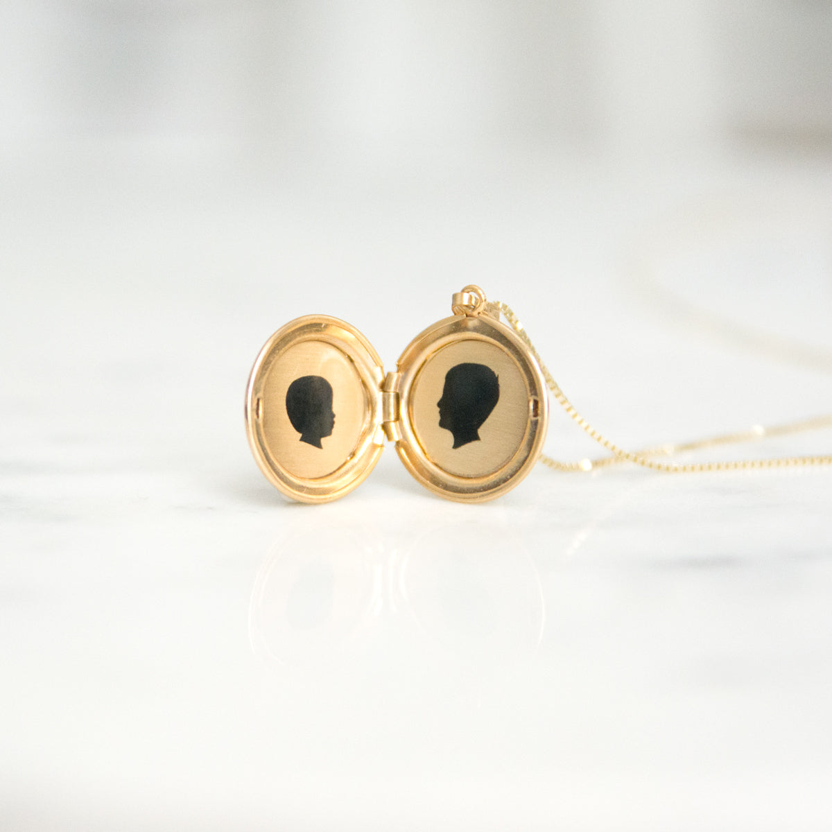 Large Silhouette Locket - 14k Solid Yellow Gold - Vana Chupp Studio