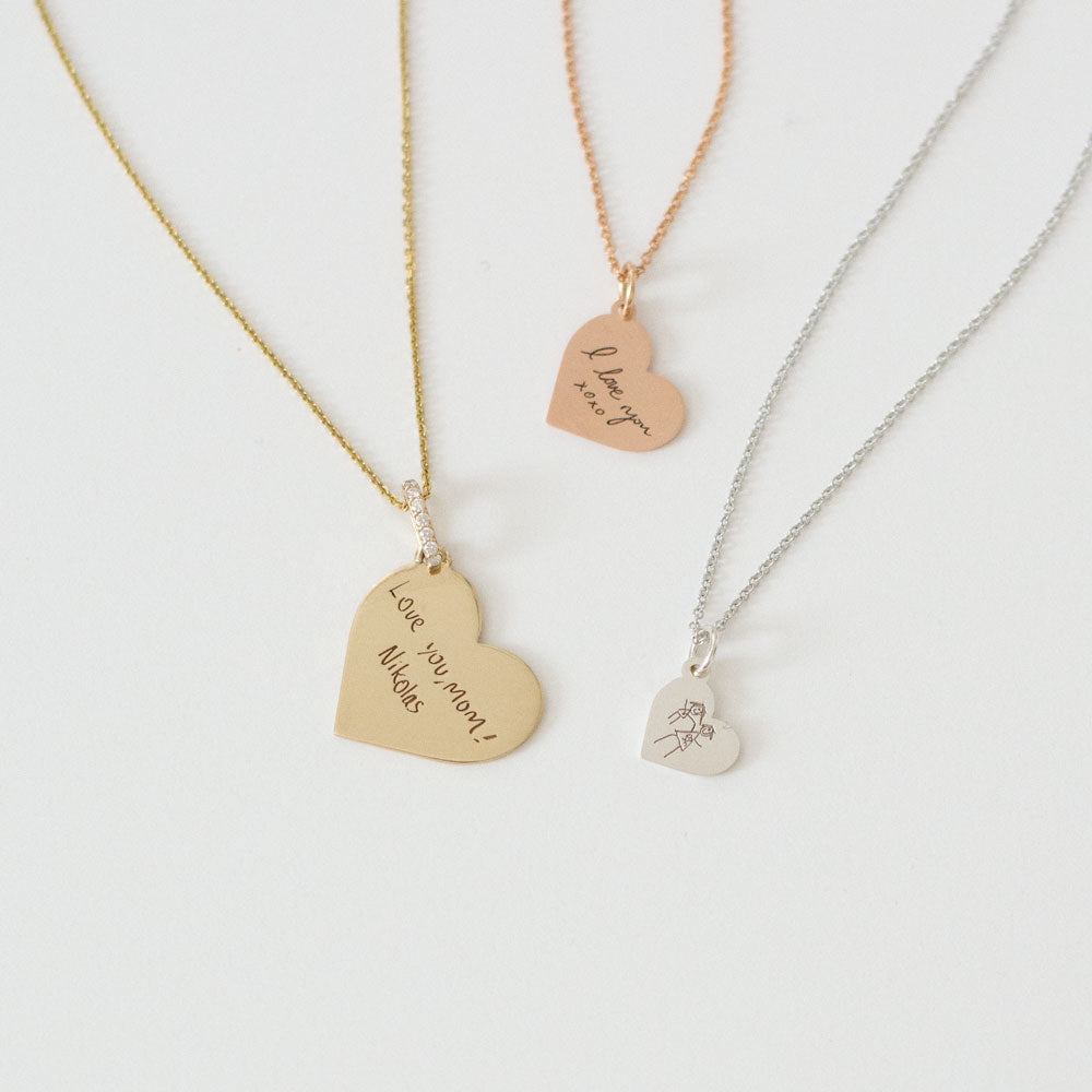 Handwriting Heart Medallion - Small