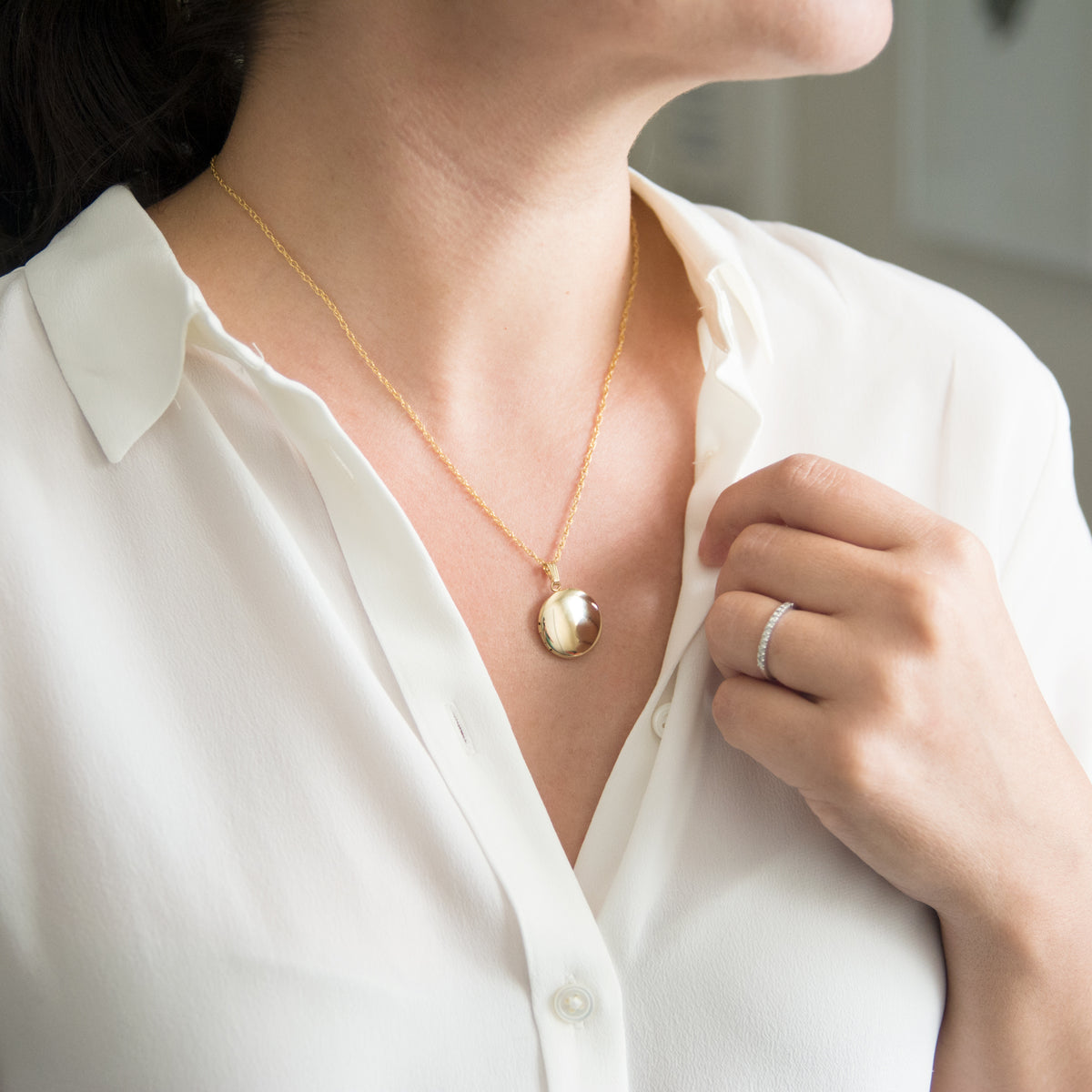 Medium Silhouette Locket - Gold Filled - Vana Chupp Studio