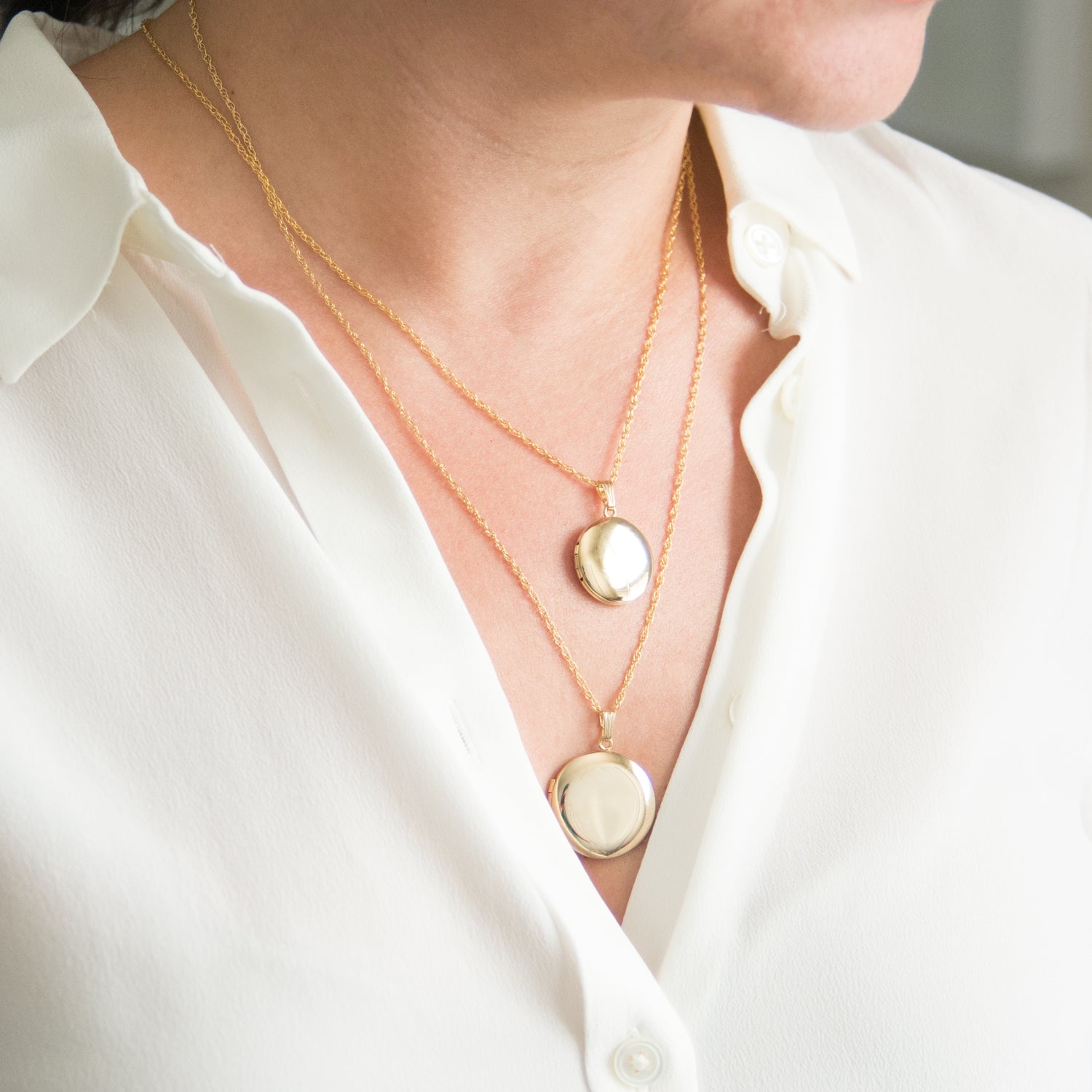 Medium Silhouette Locket - Gold Filled - Vana Chupp Studio