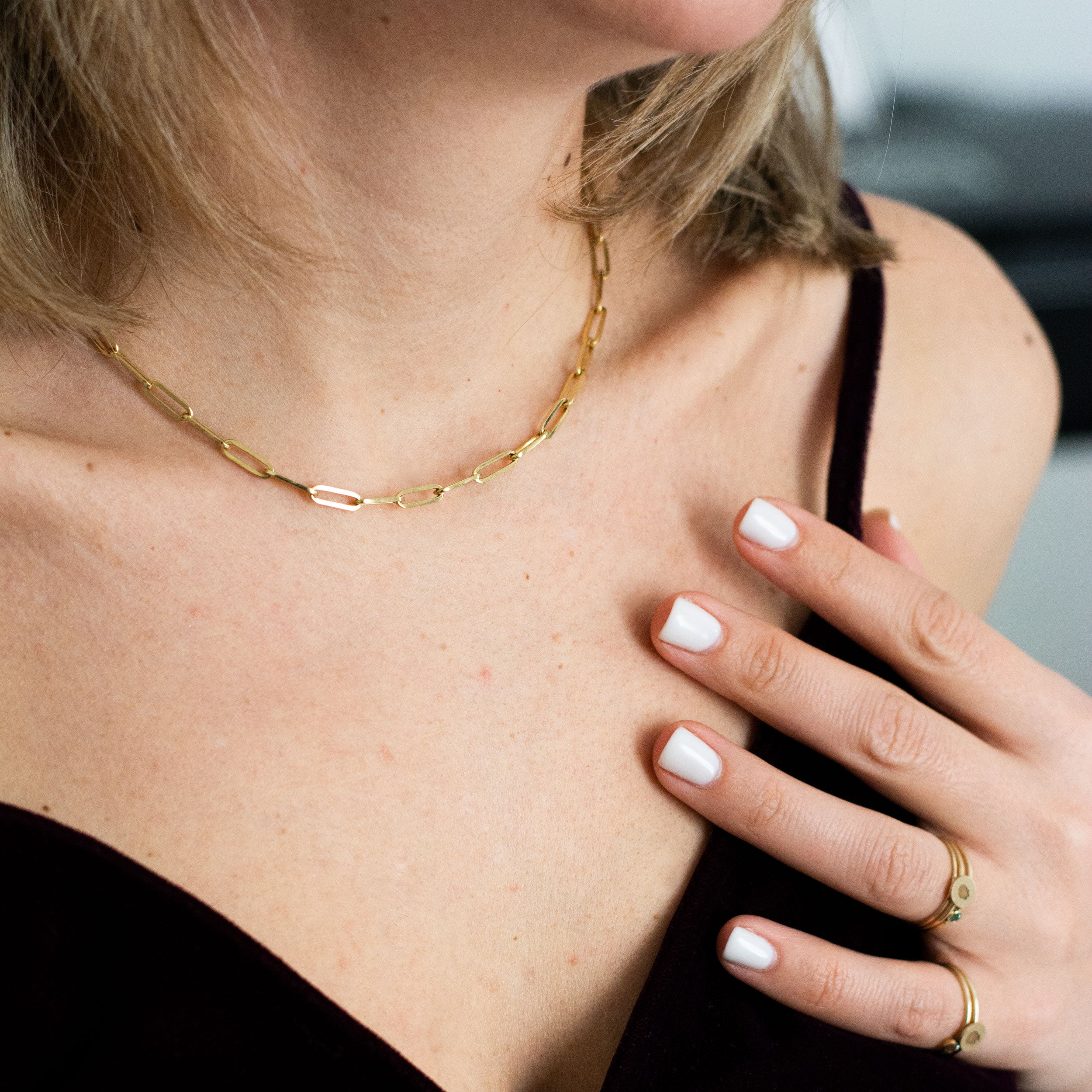 Paper Clip Chain Necklace - Heavy Weight (Sterling Silver and 14K Gold) - Vana Chupp Studio