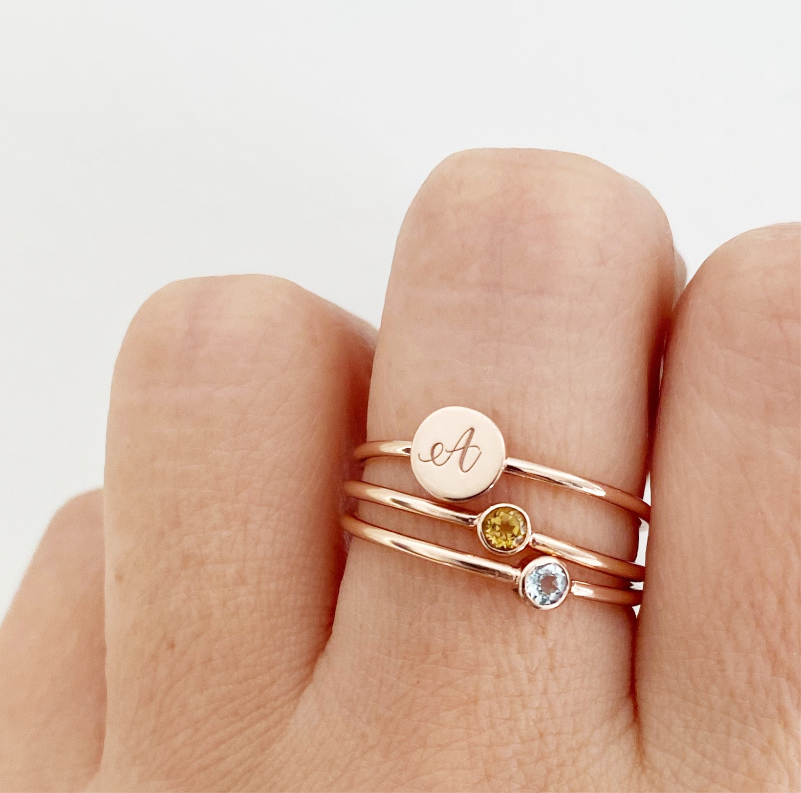 14K Tiny Birthstone Ring - Vana Chupp Studio