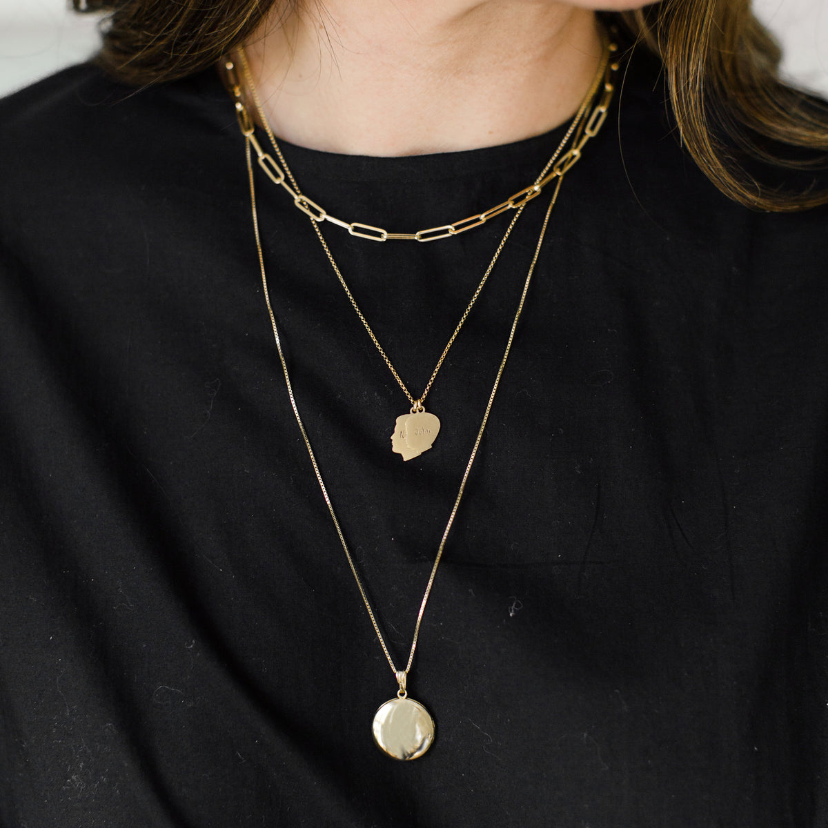 14k Yellow Gold Medium Silhouette Locket Necklace - Vana Chupp Studio