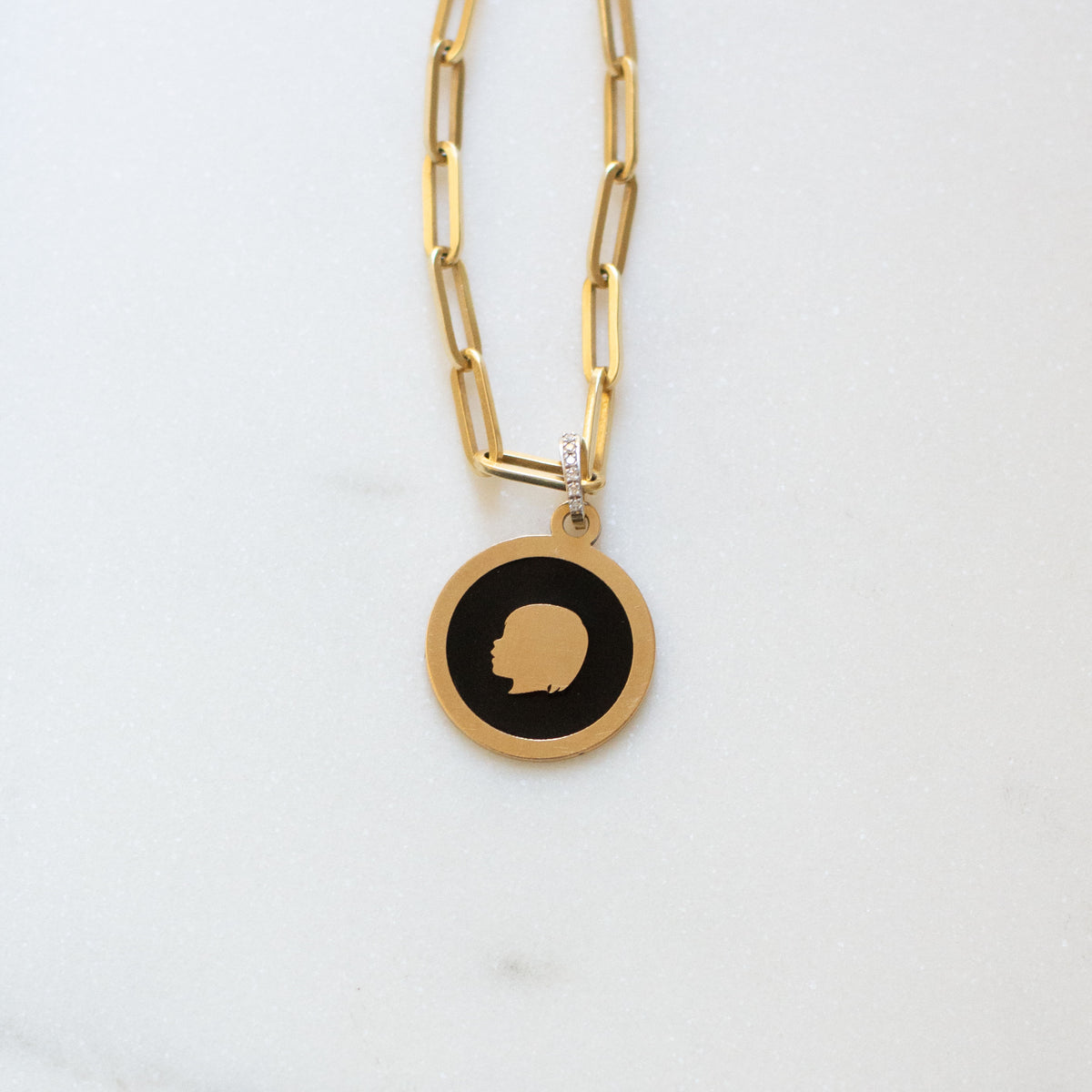 Silhouette Enamel Medallion - Round Border - Vana Chupp Studio