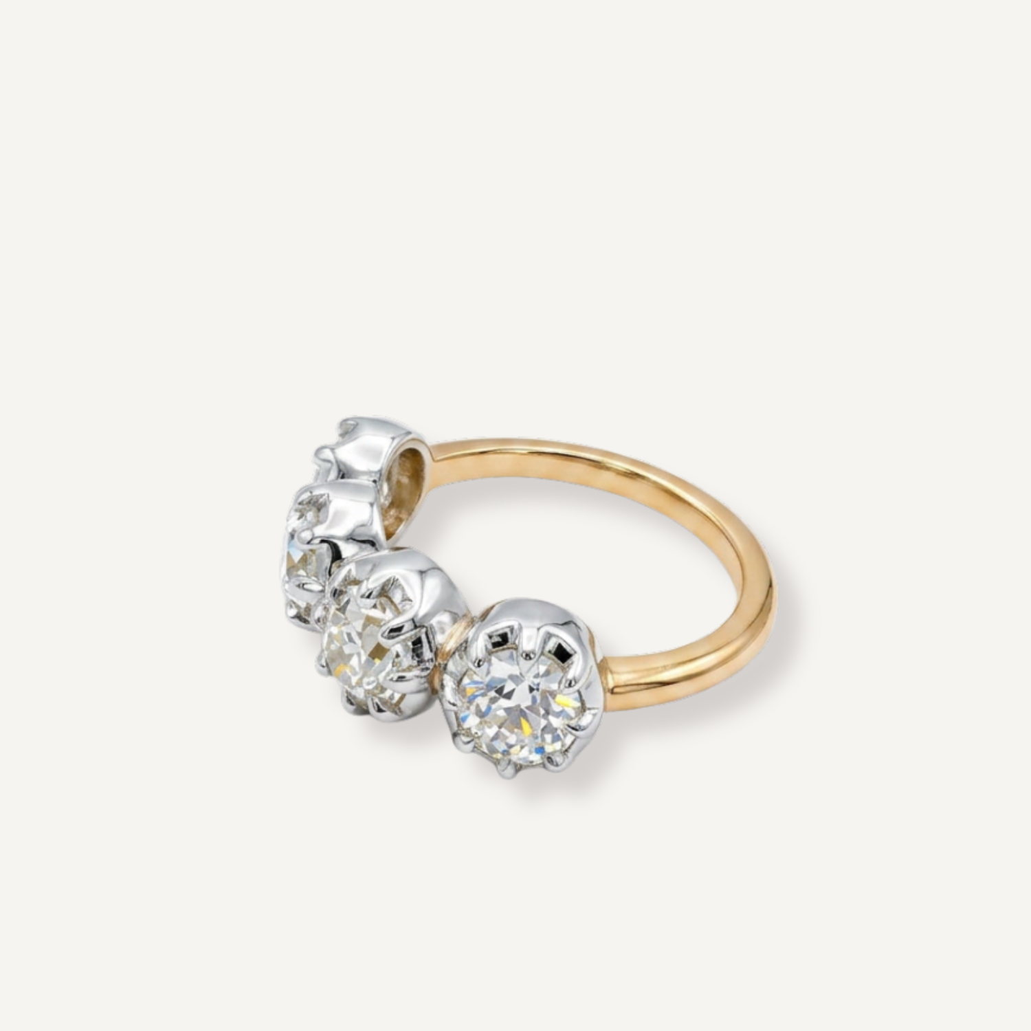 A custom four old mine diamond ring