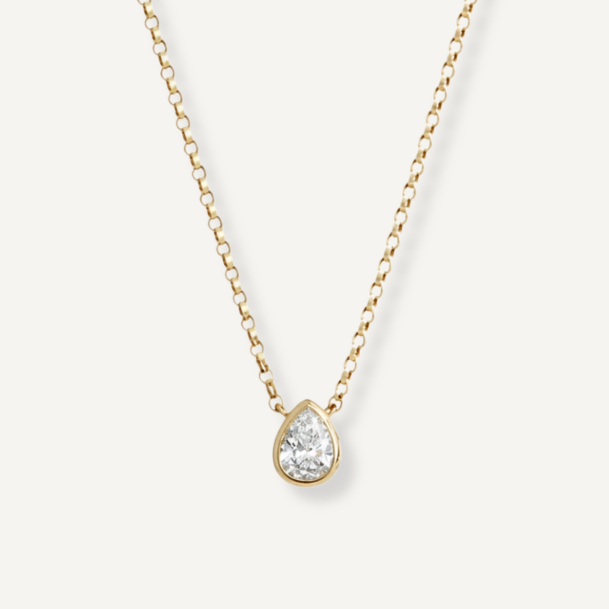 A custom pear shape diamond solitaire necklace