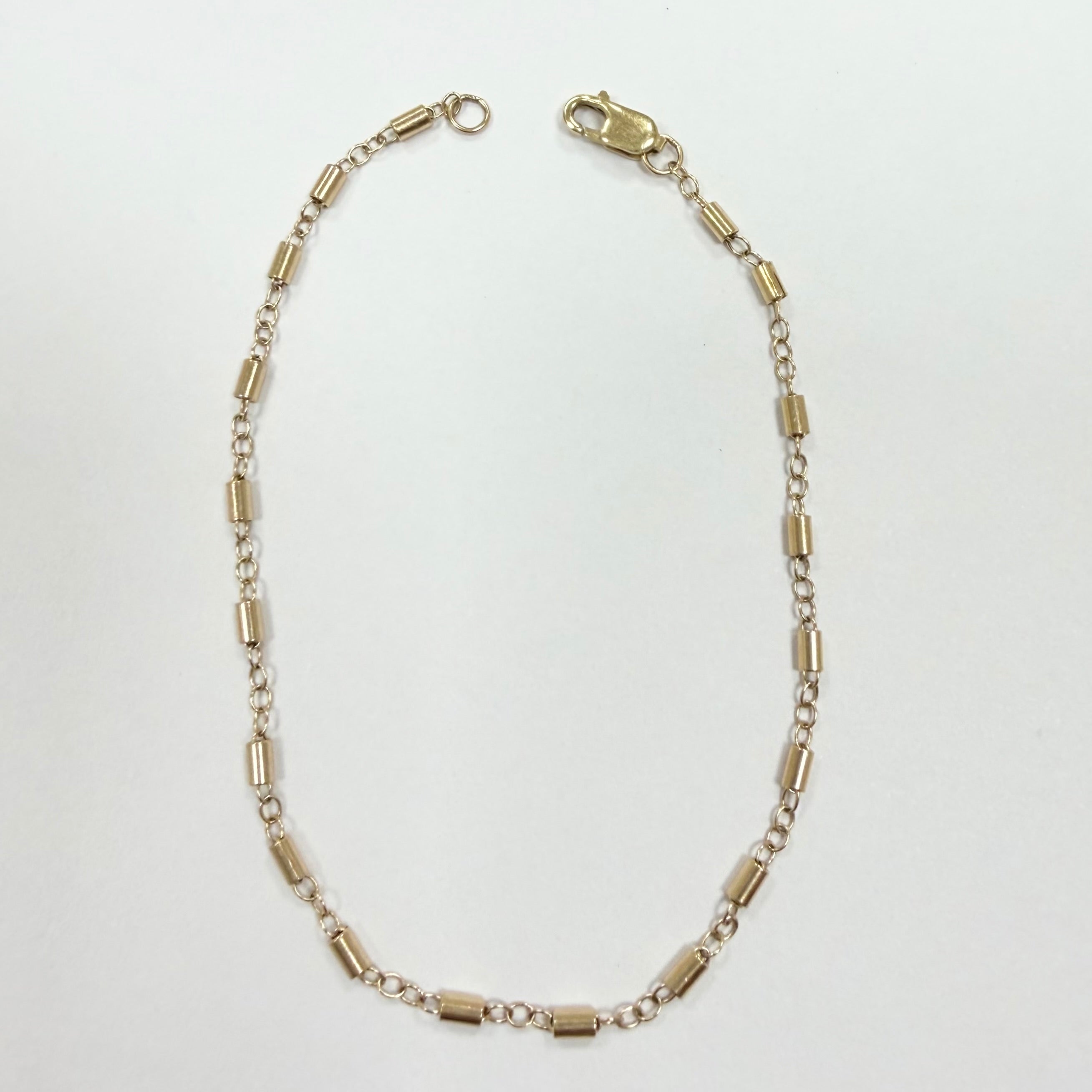 14K Yellow Gold Mini Bars Charm Bracelet - 7 inch