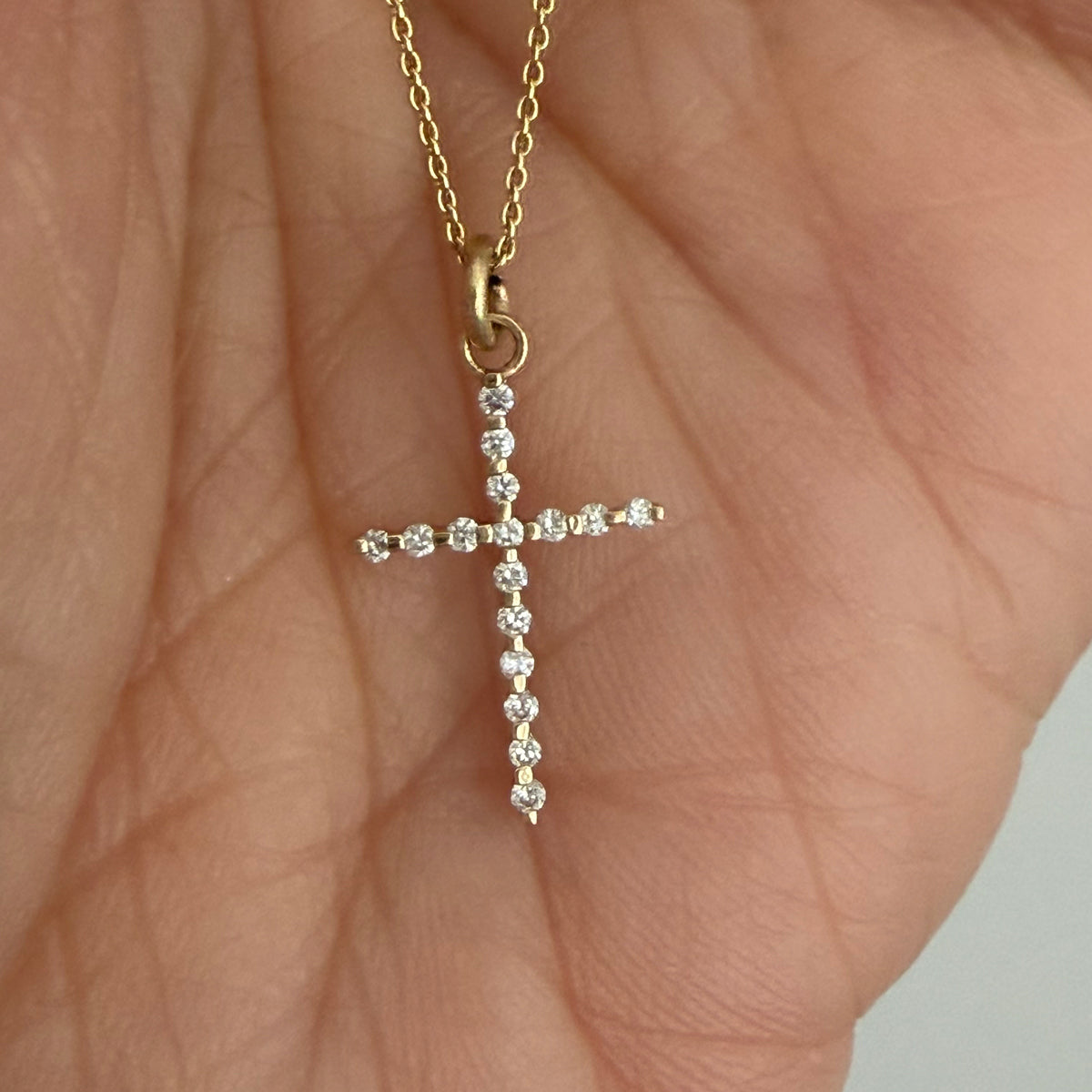 10K Petite Diamond Cross Charm
