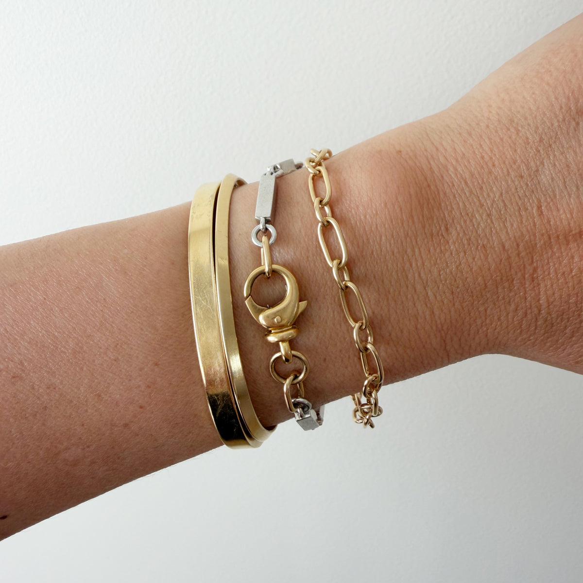 14K Alternating Link Bracelet - 8.25 inch