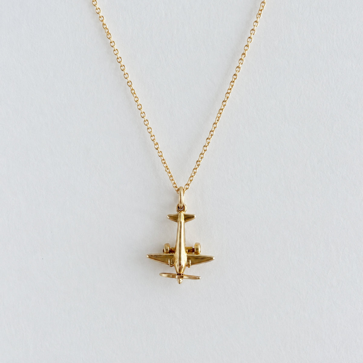14K Articulated Propeller Airplane Charm