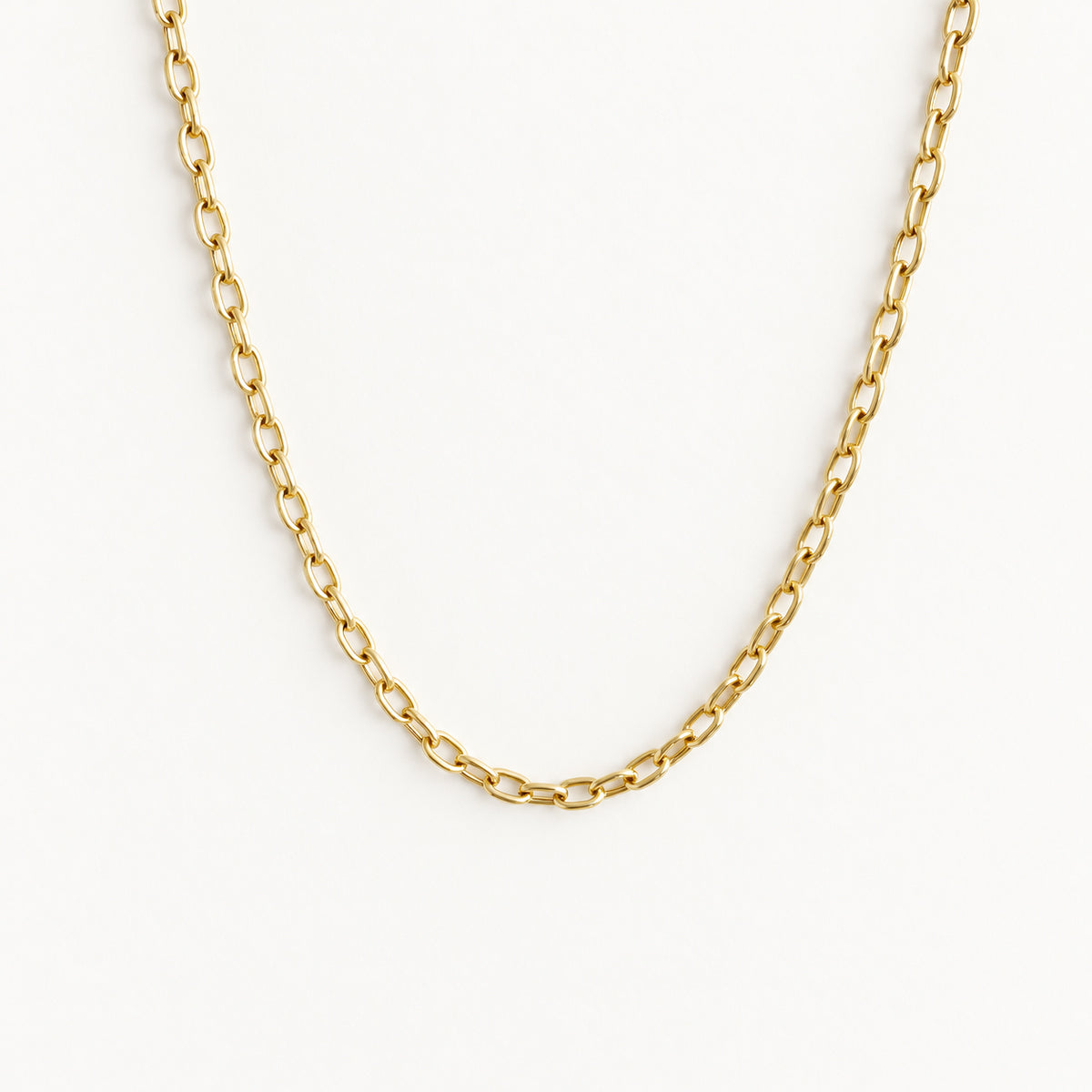 14K Semi-Solid Oval Link Necklace - 18.5 inch