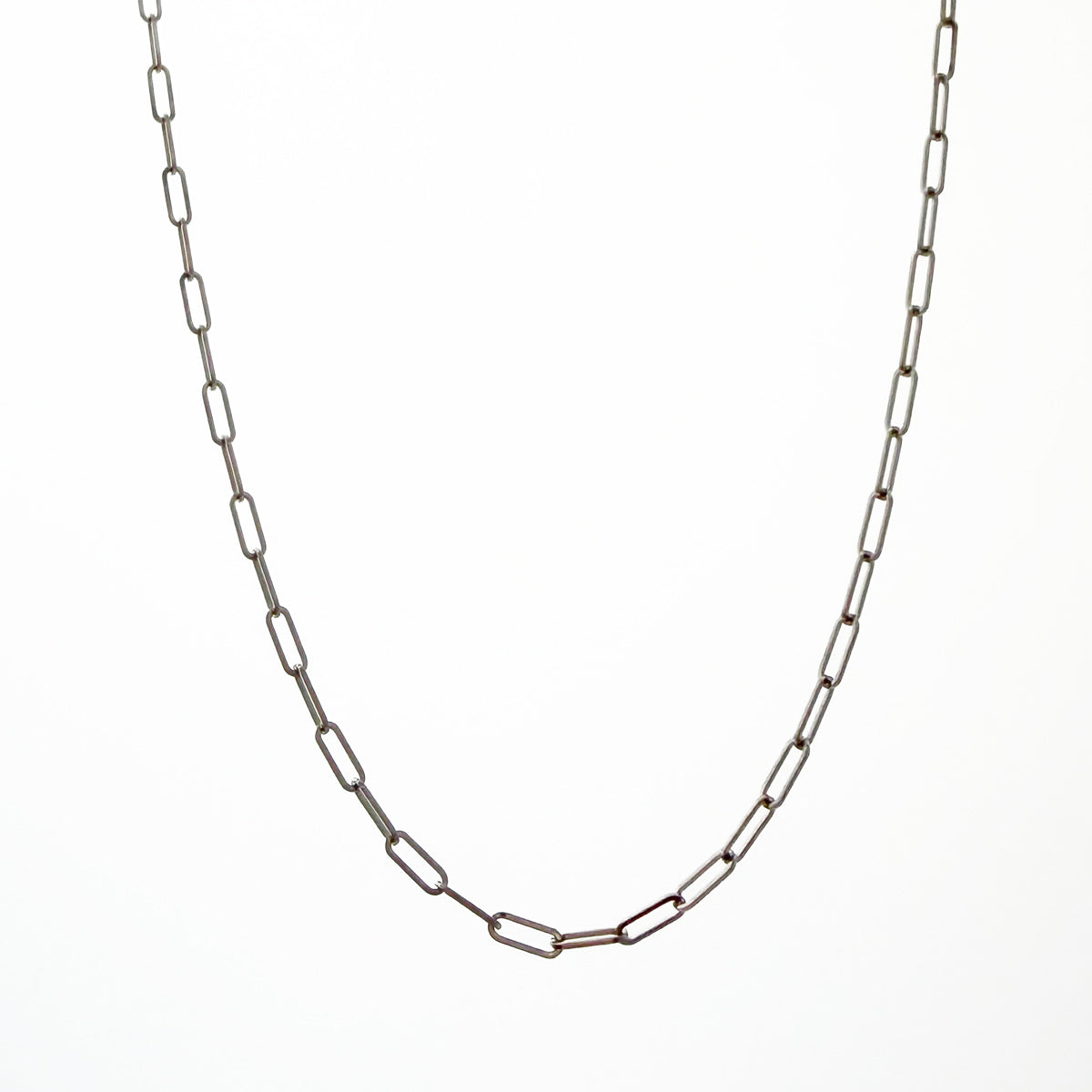 14K White Gold Dainty Weight Paperclip Chain Necklace - 18 inch