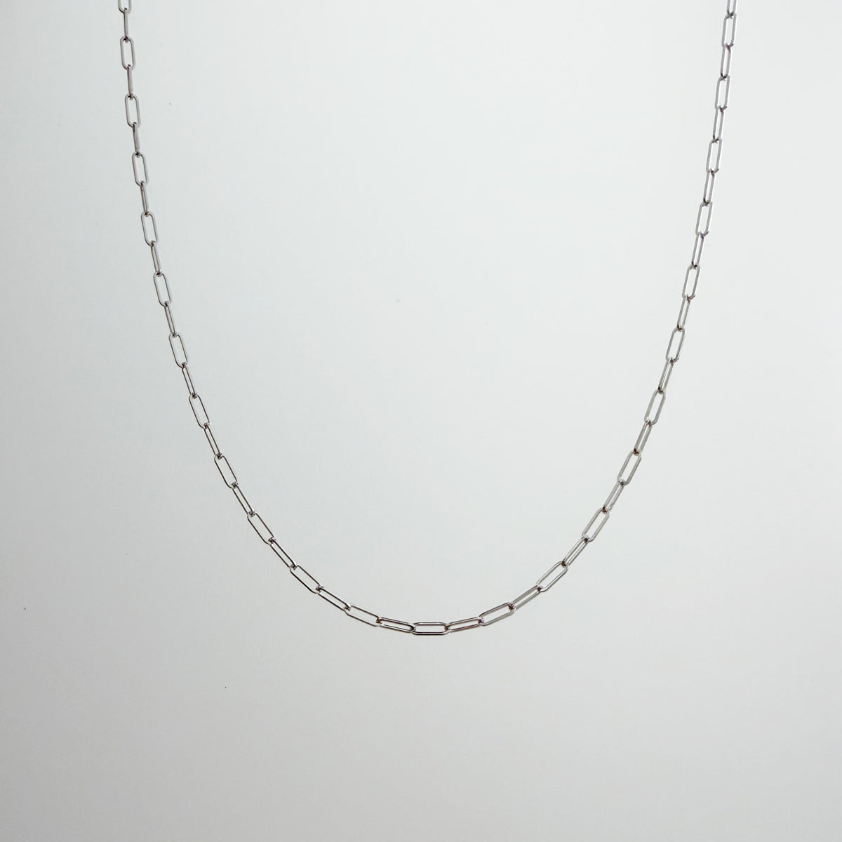 14K White Gold Dainty Weight Paperclip Chain Necklace - 18 inch