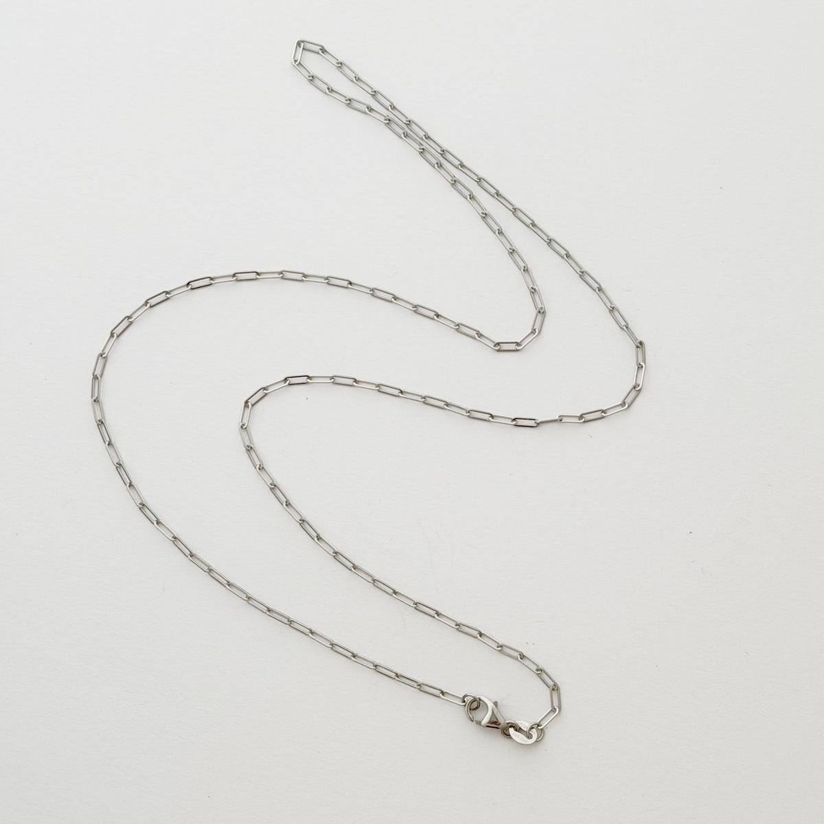 14K White Gold Dainty Weight Paperclip Chain Necklace - 18 inch