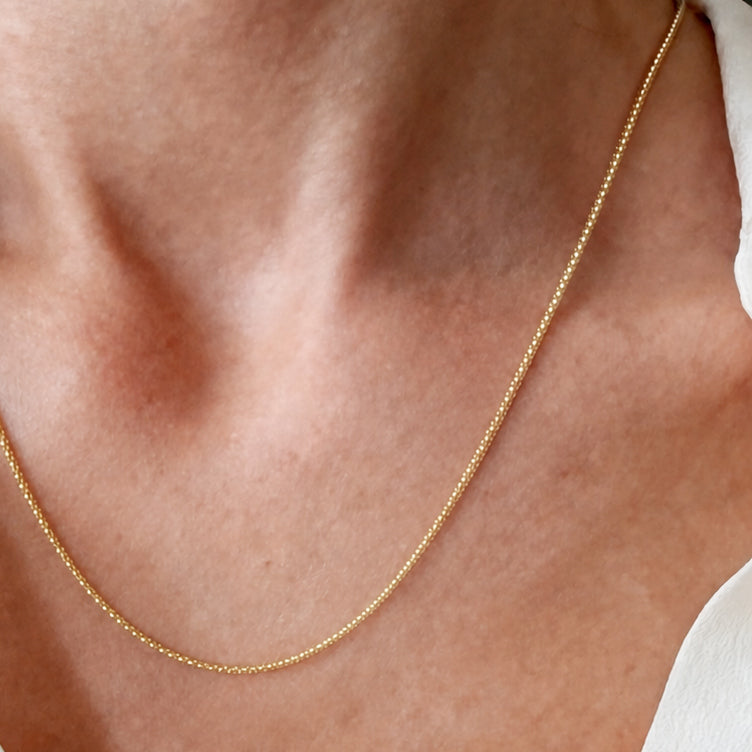 14K Yellow Gold 2 mm Popcorn Chain - 18 inch