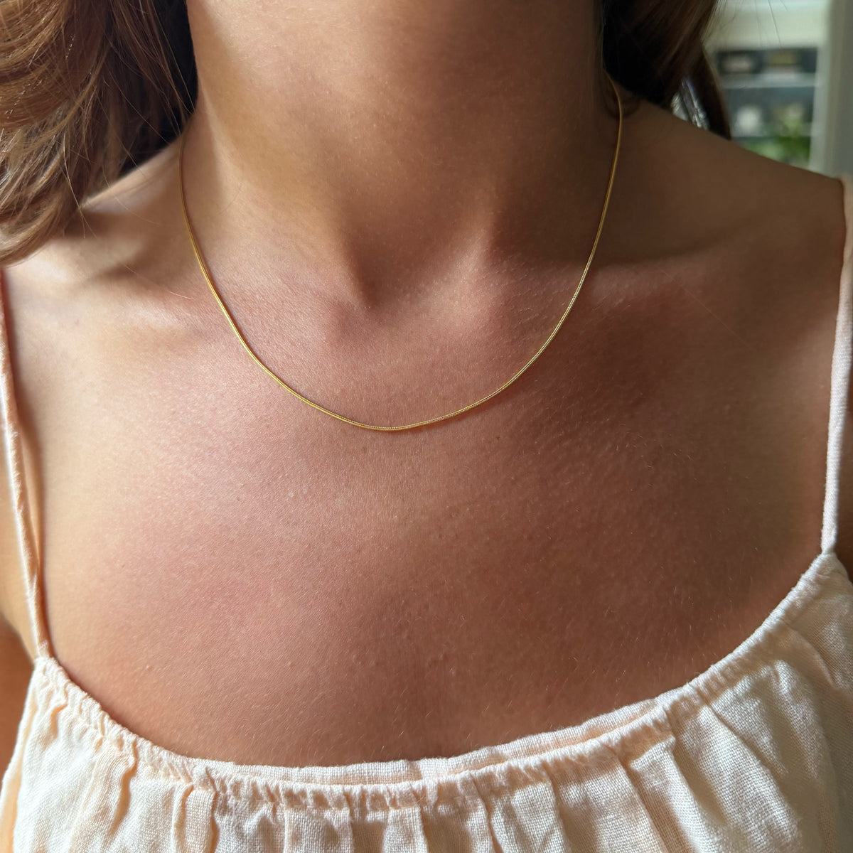 14K Gold Vintage Snake Chain Necklace - 16 inch