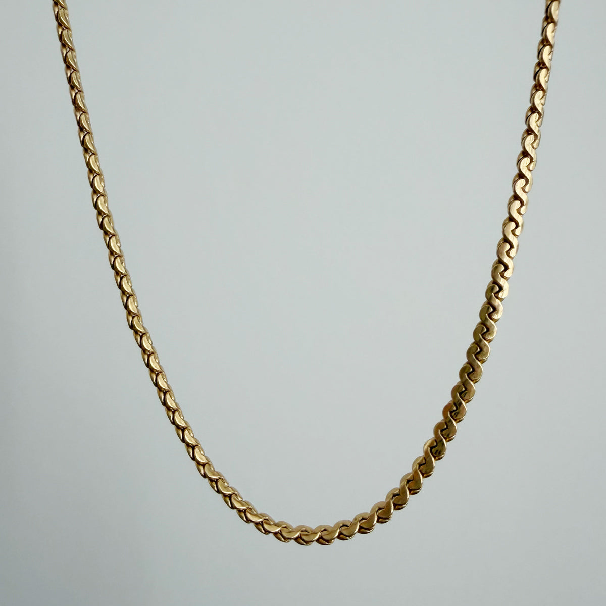 18K Yellow Gold Vintage 2 mm S Link Chain - 23.5 inch