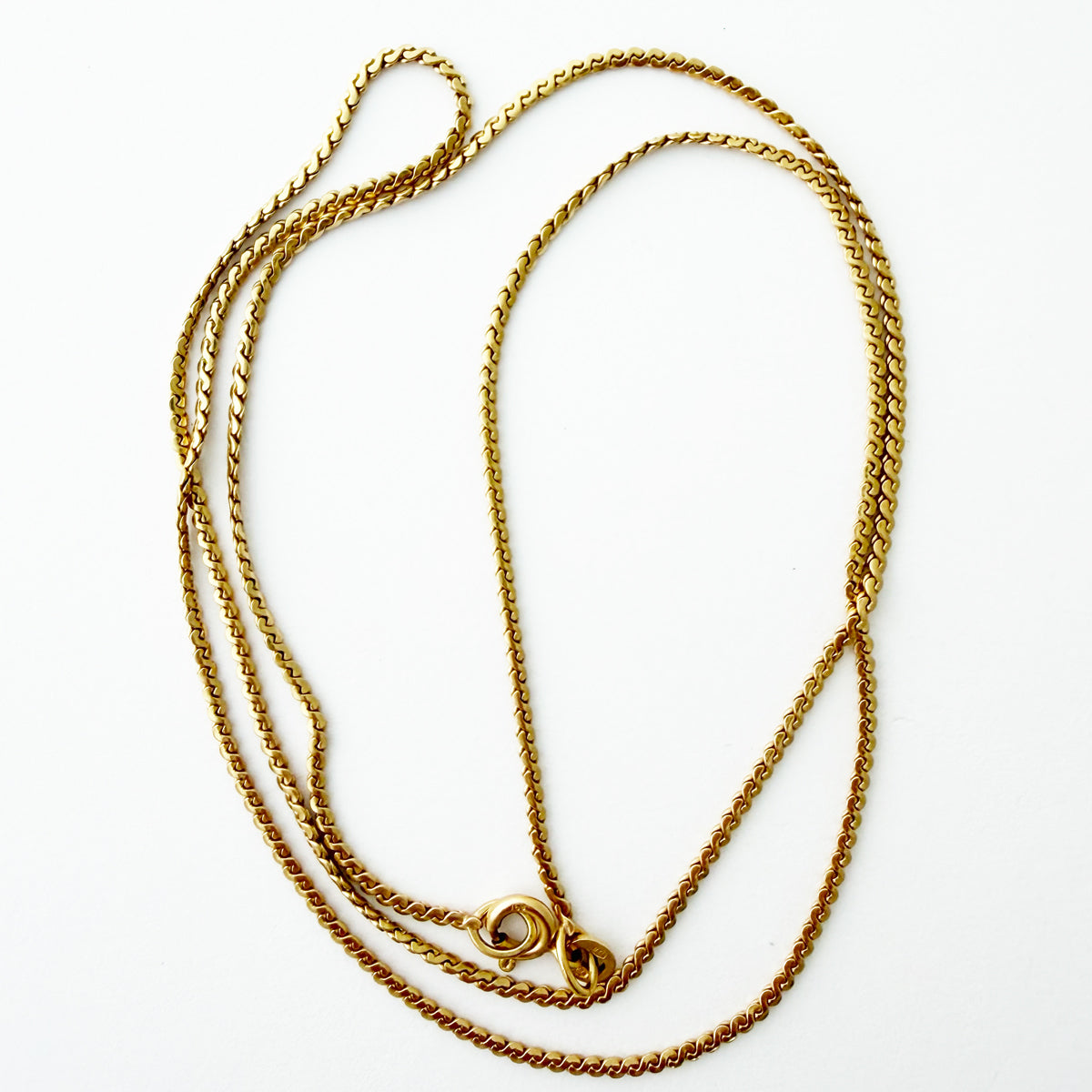 18K Yellow Gold Vintage 2 mm S Link Chain - 23.5 inch