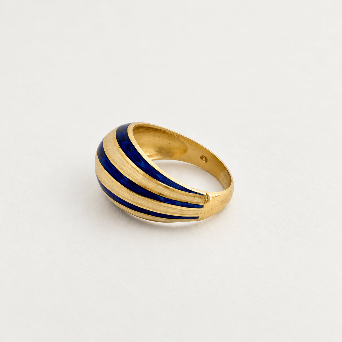 18K Striped Enamel Ring - Size 6