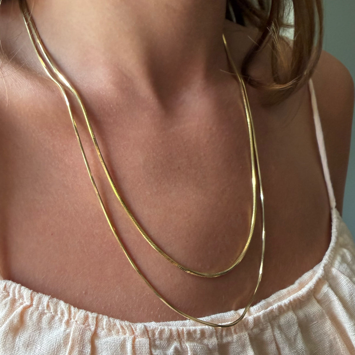 14K Gold Vintage Snake Chain Necklace - 22 inch