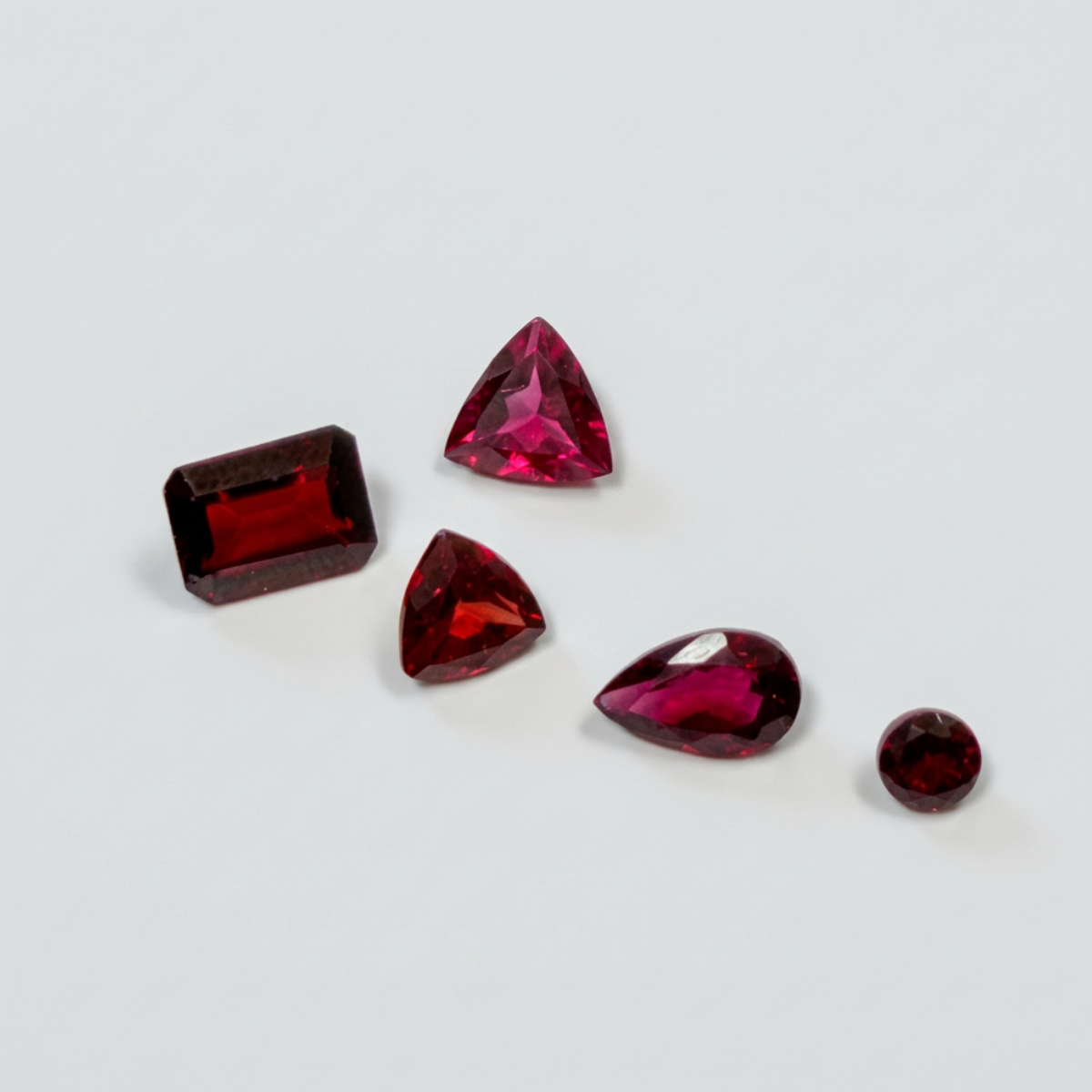Lot of Five Various Cut Rhodolite Garnet